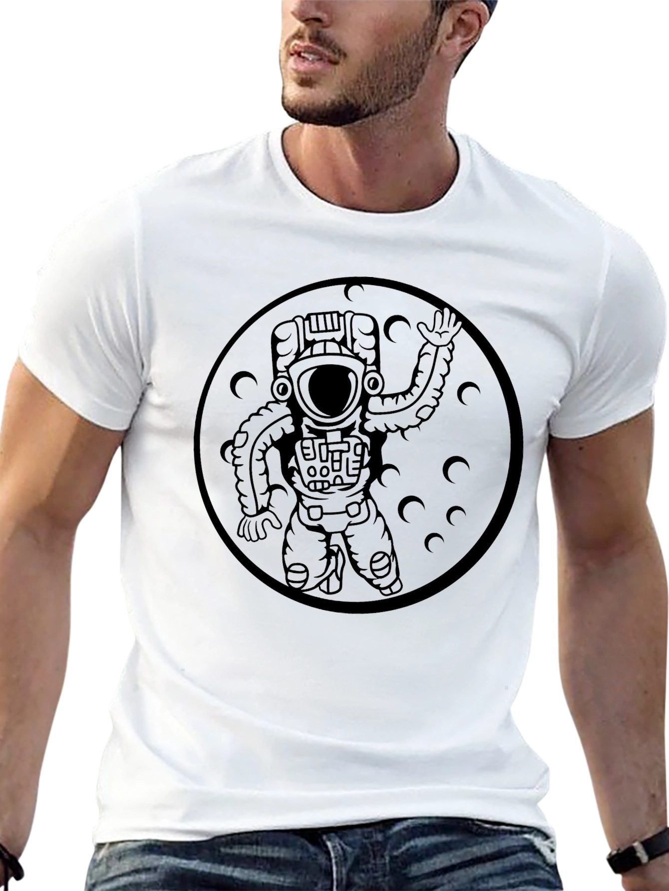 Astronaut Moon Graphic T-Shirt - Black