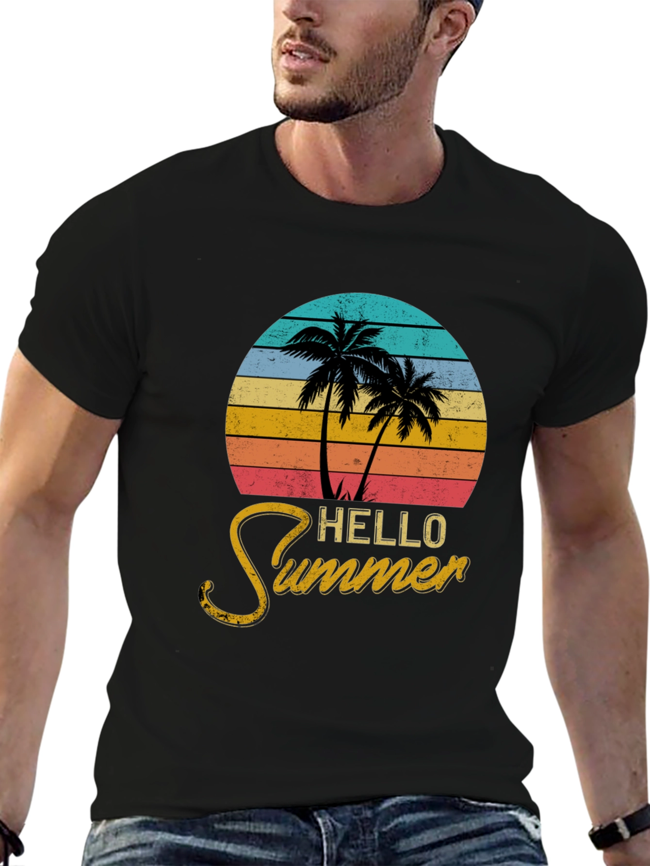 Hello Summer Palm Tree Graphic Tee