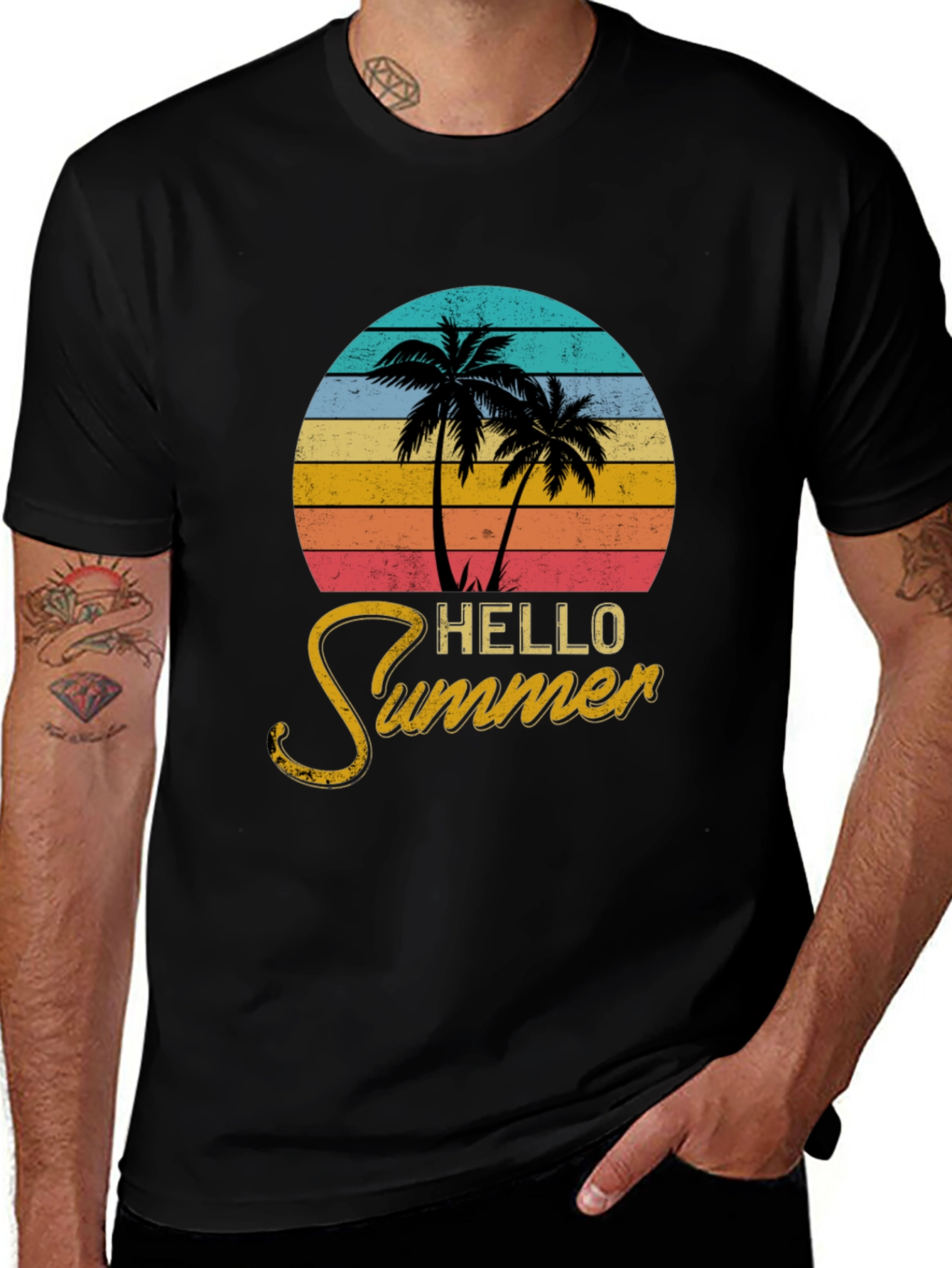 Hello Summer Palm Tree Graphic Tee