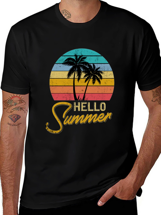 Hello Summer Palm Tree Graphic Tee