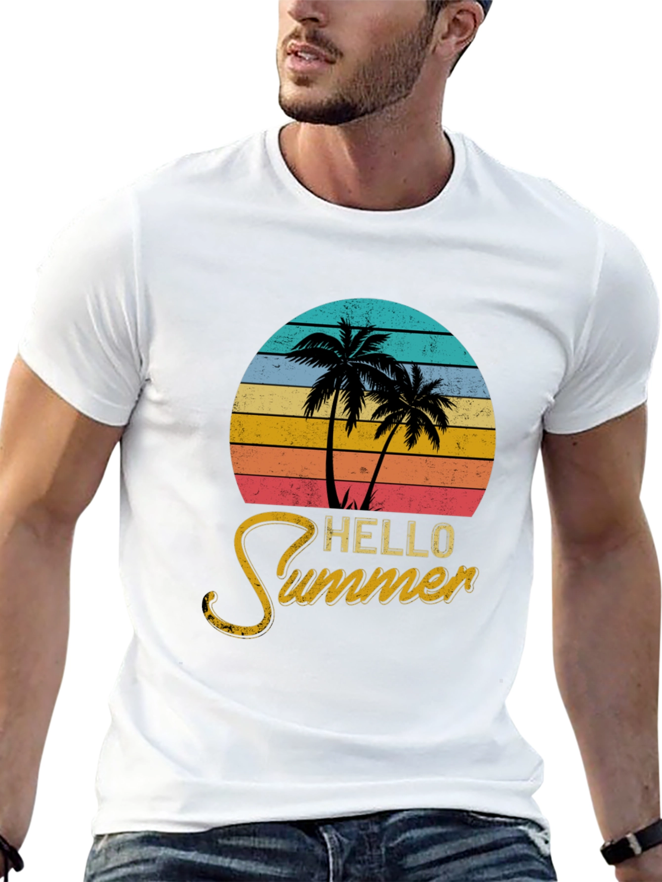 Hello Summer Palm Tree Graphic Tee
