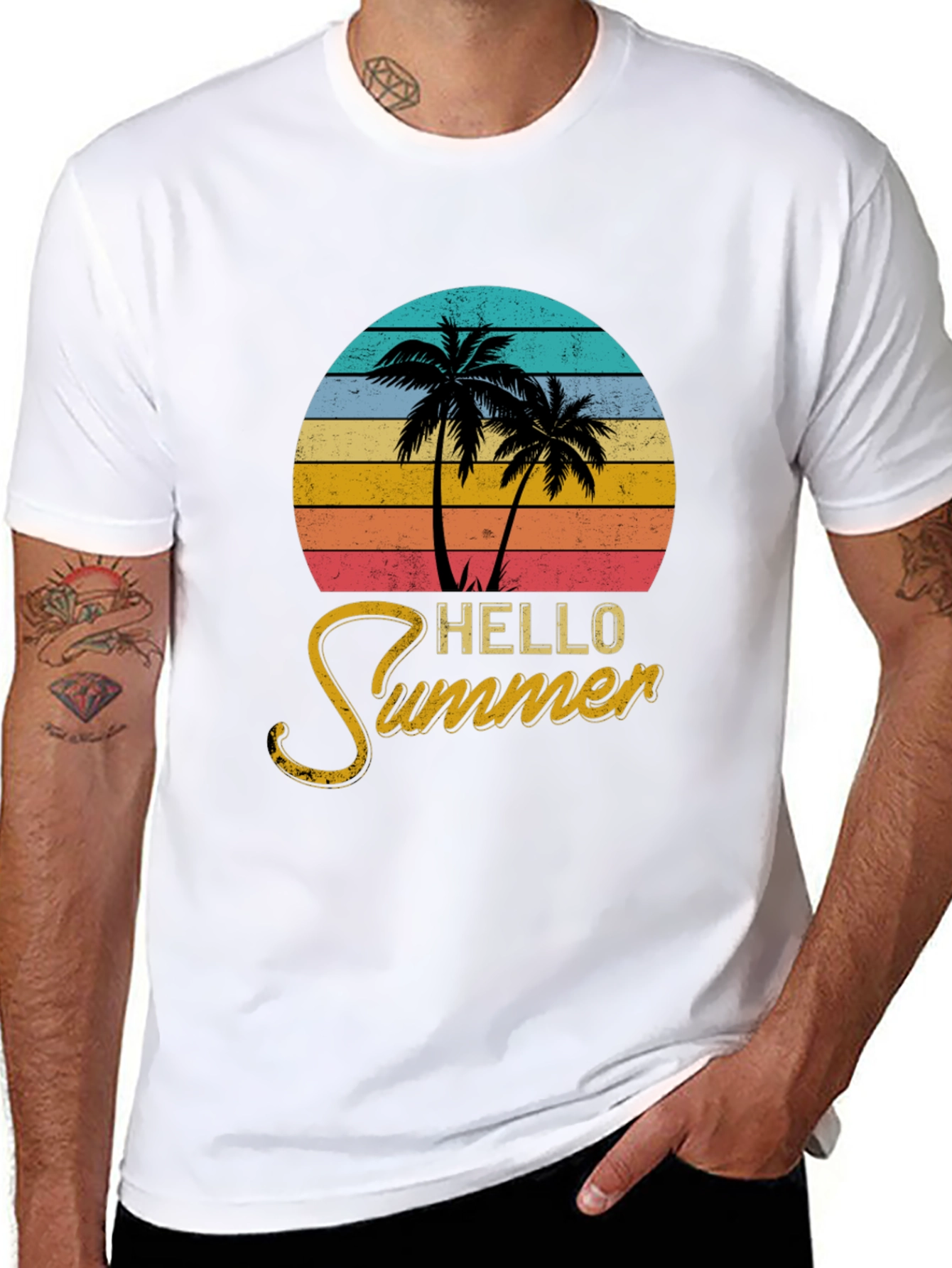Hello Summer Palm Tree Graphic Tee