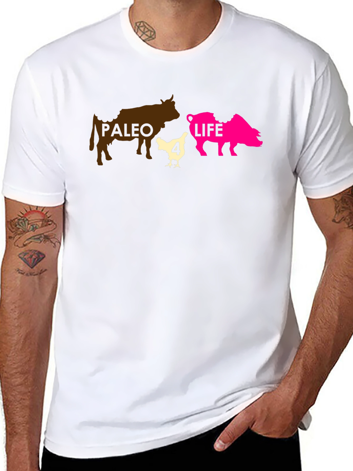Paleo 4 Life T-Shirt - Funny Diet Graphic Tee