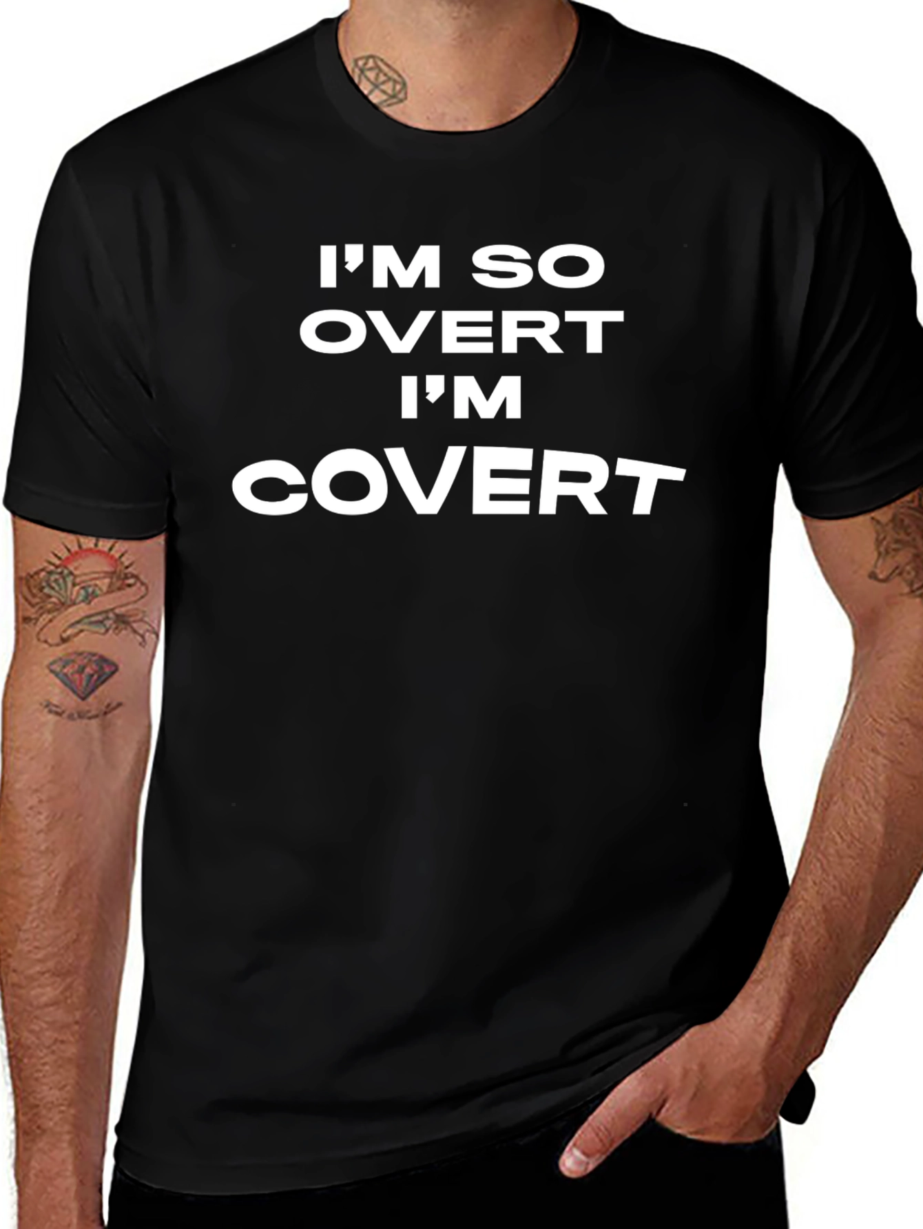 Overt/Covert Graphic T-Shirt - Black Crew Neck Tee