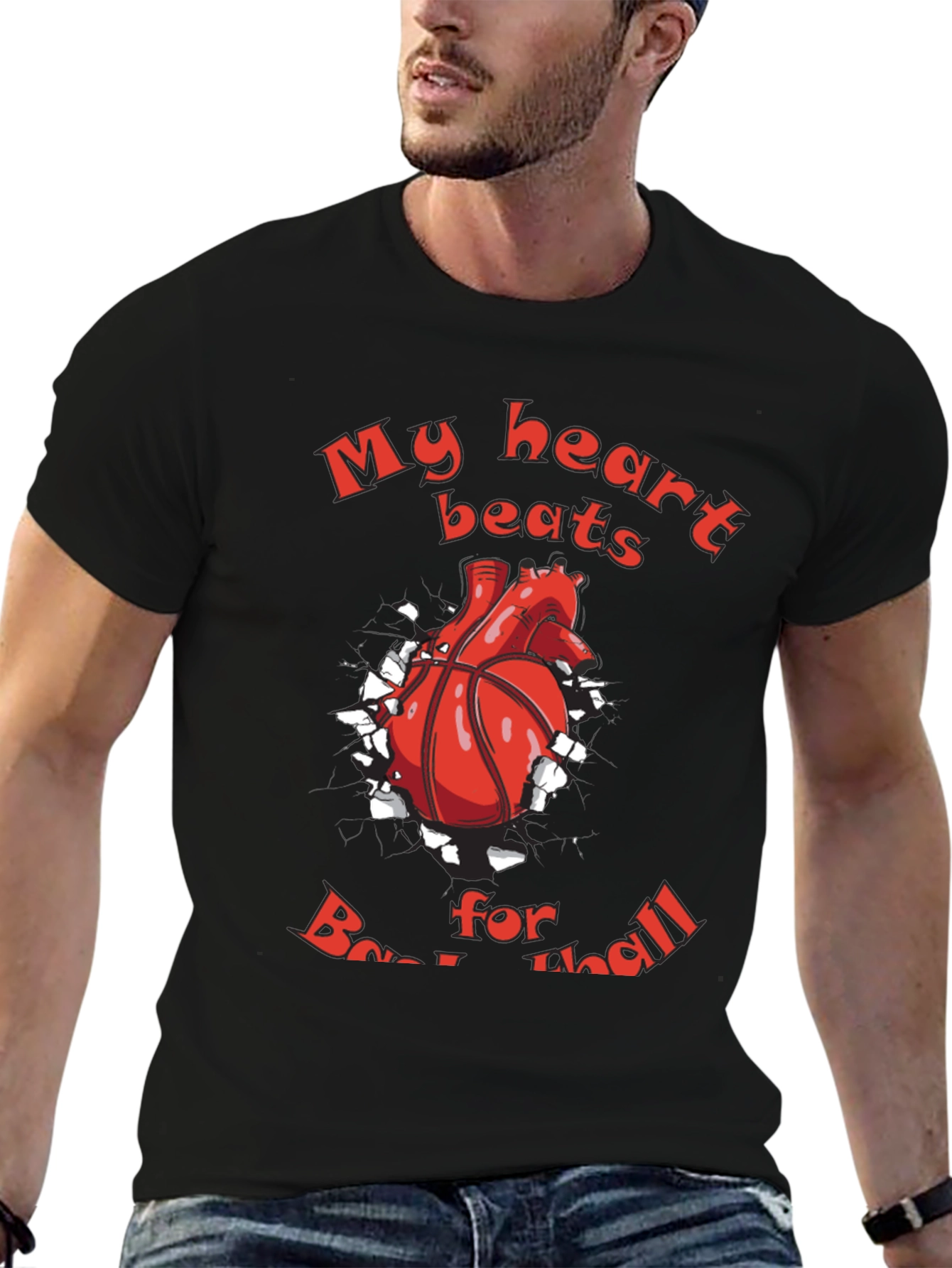 Basketball Heartbeat Graphic T-Shirt
