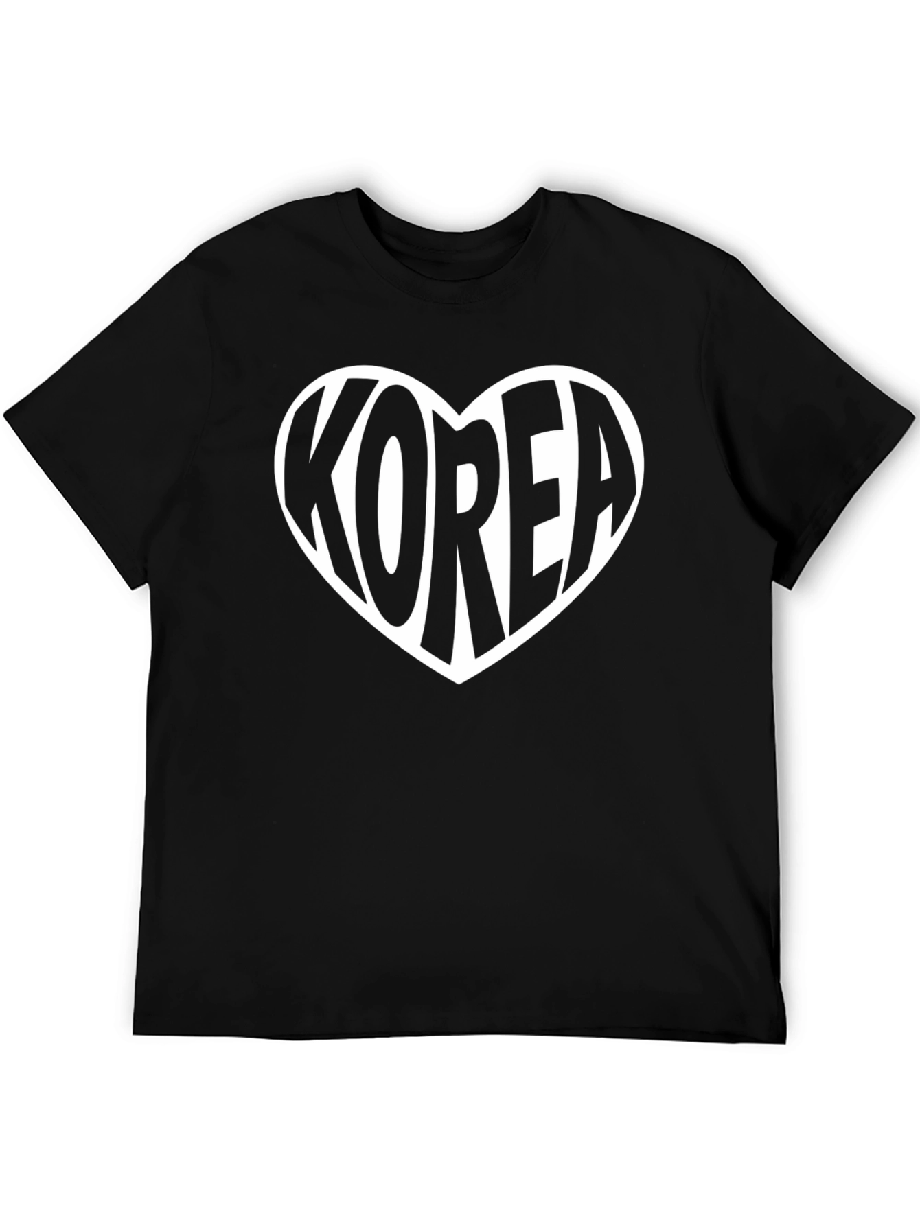 Korea Heart Graphic Tee - Black Cotton T-Shirt