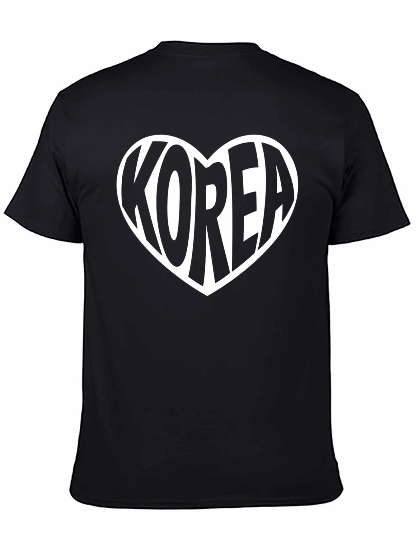 Korea Heart Graphic Tee - Black Cotton T-Shirt