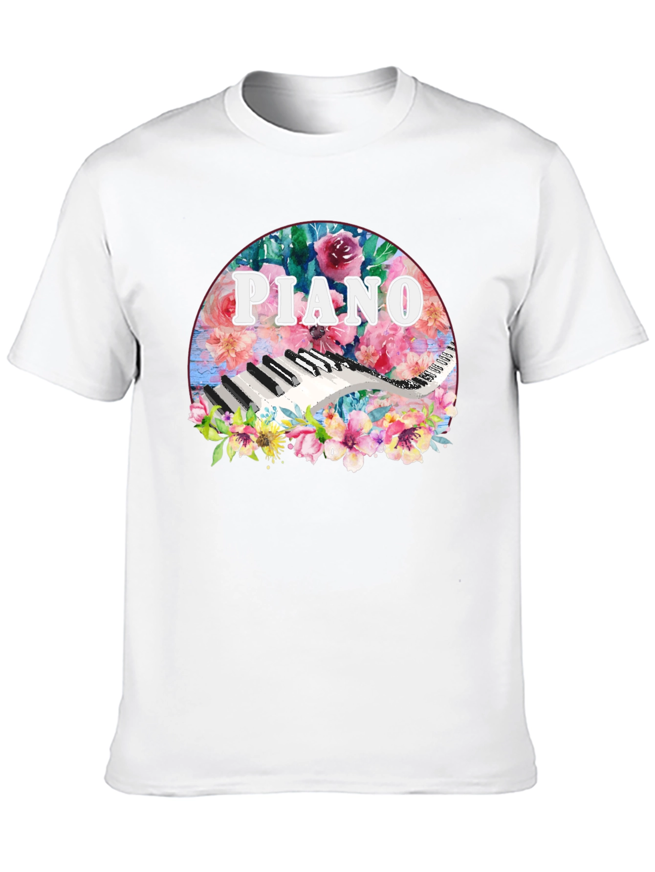 Floral Piano T-Shirt - Music Lover Tee