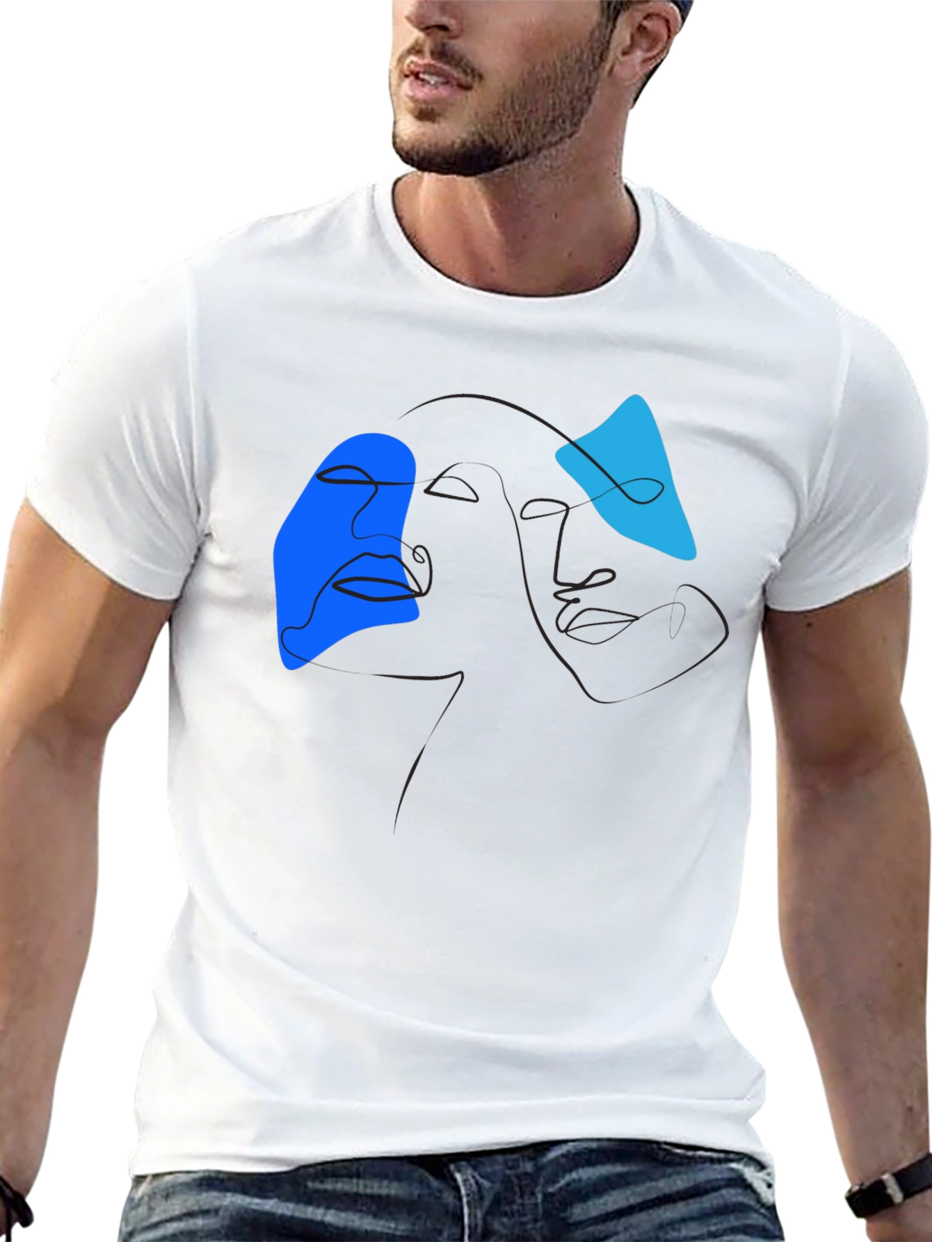 Abstract Line Art Graphic Tee - Modern Black T-Shirt