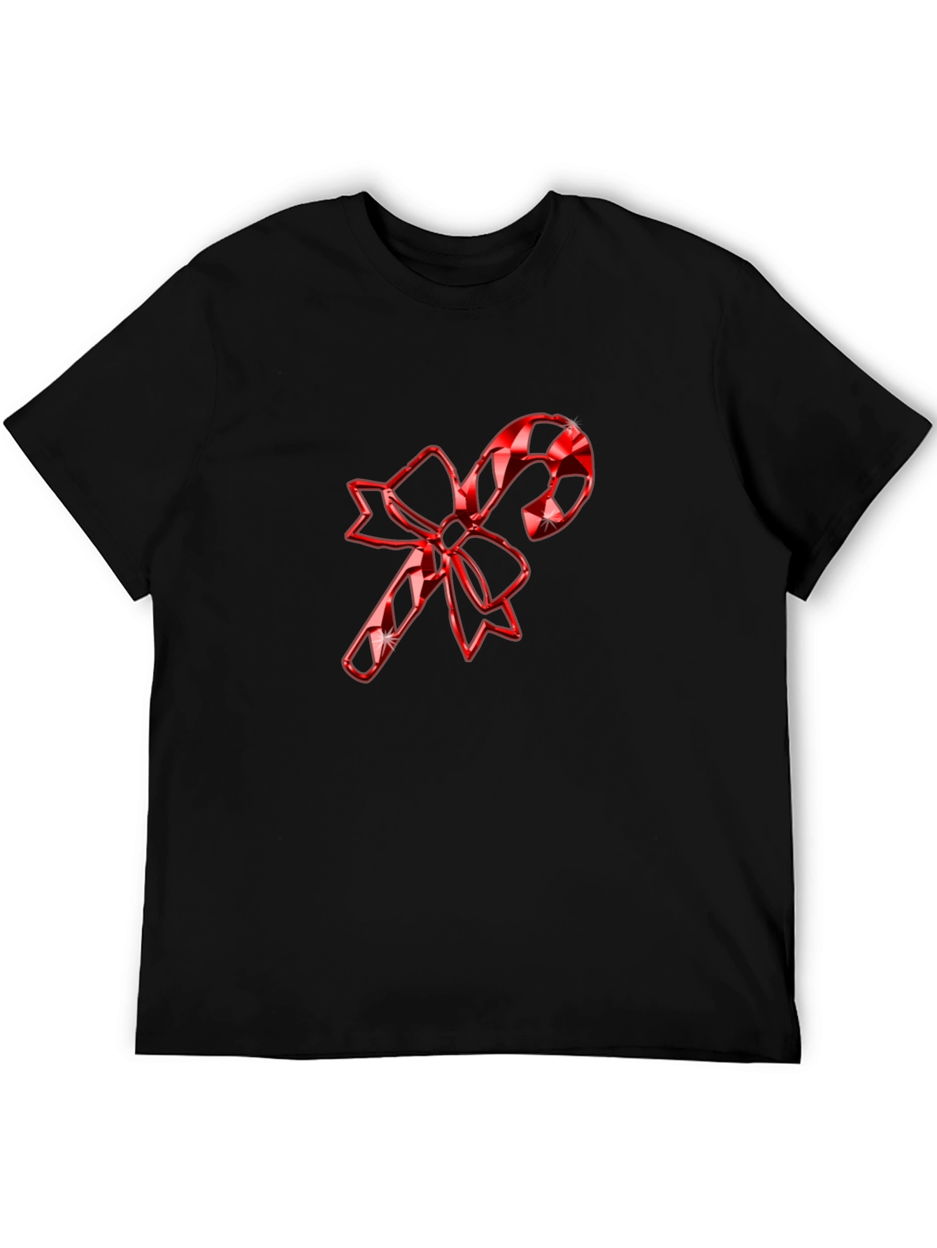 Festive Candy Cane Bow T-Shirt - Holiday Cheer