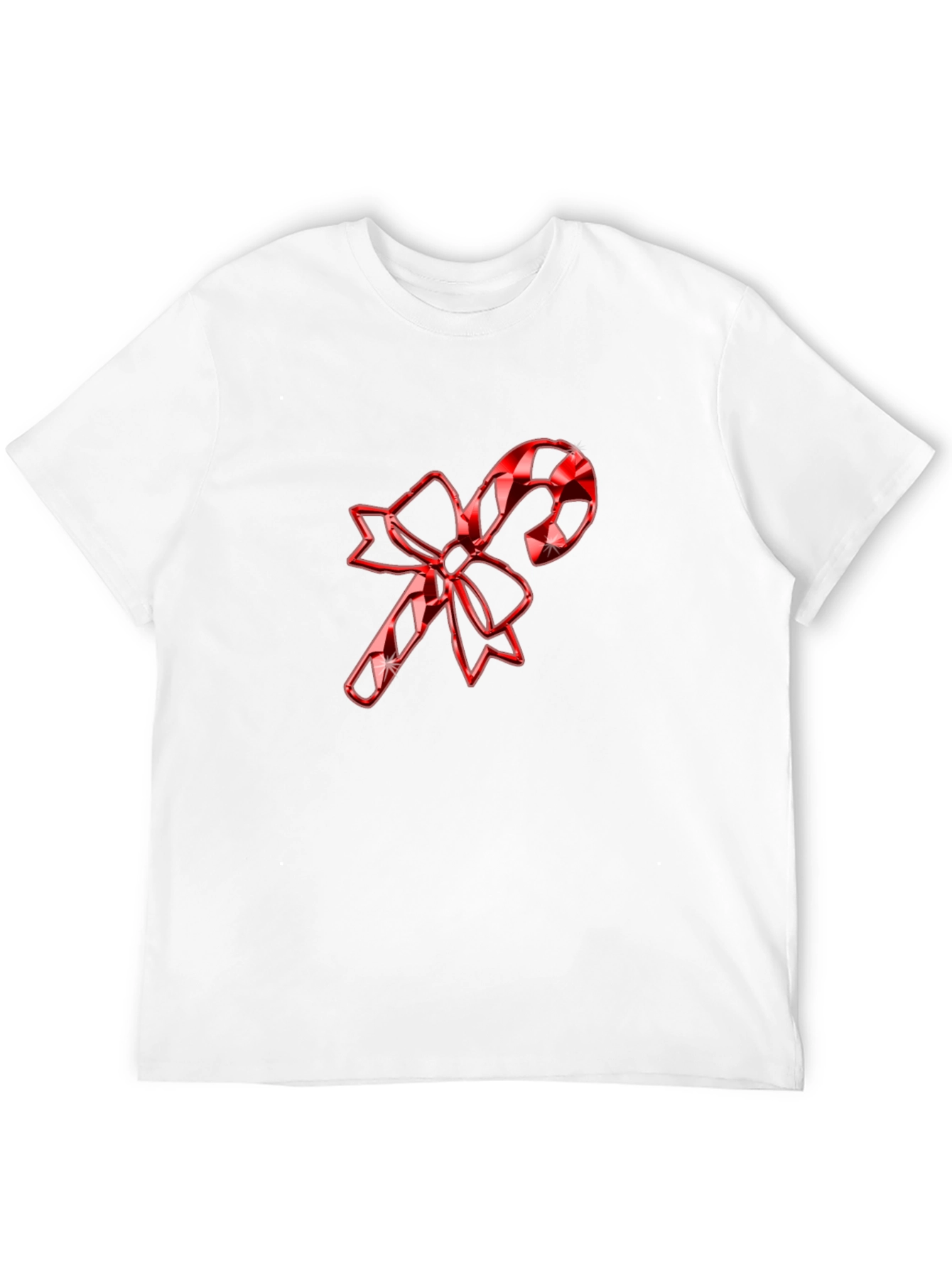 Festive Candy Cane Bow T-Shirt - Holiday Cheer