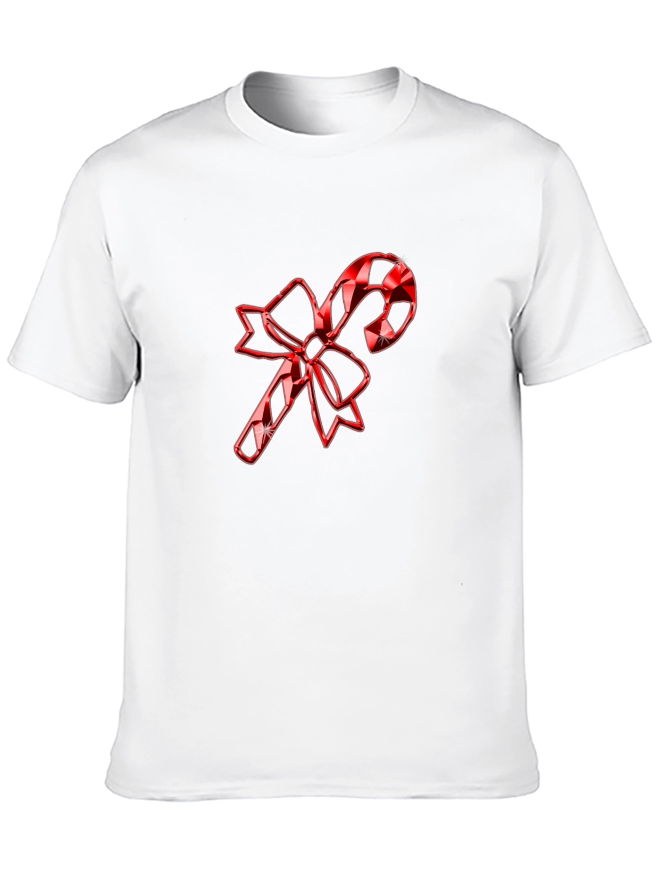 Festive Candy Cane Bow T-Shirt - Holiday Cheer