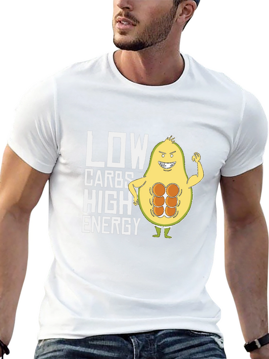 Funny Avocado Gym T-Shirt - Low Carb High Energy Tee