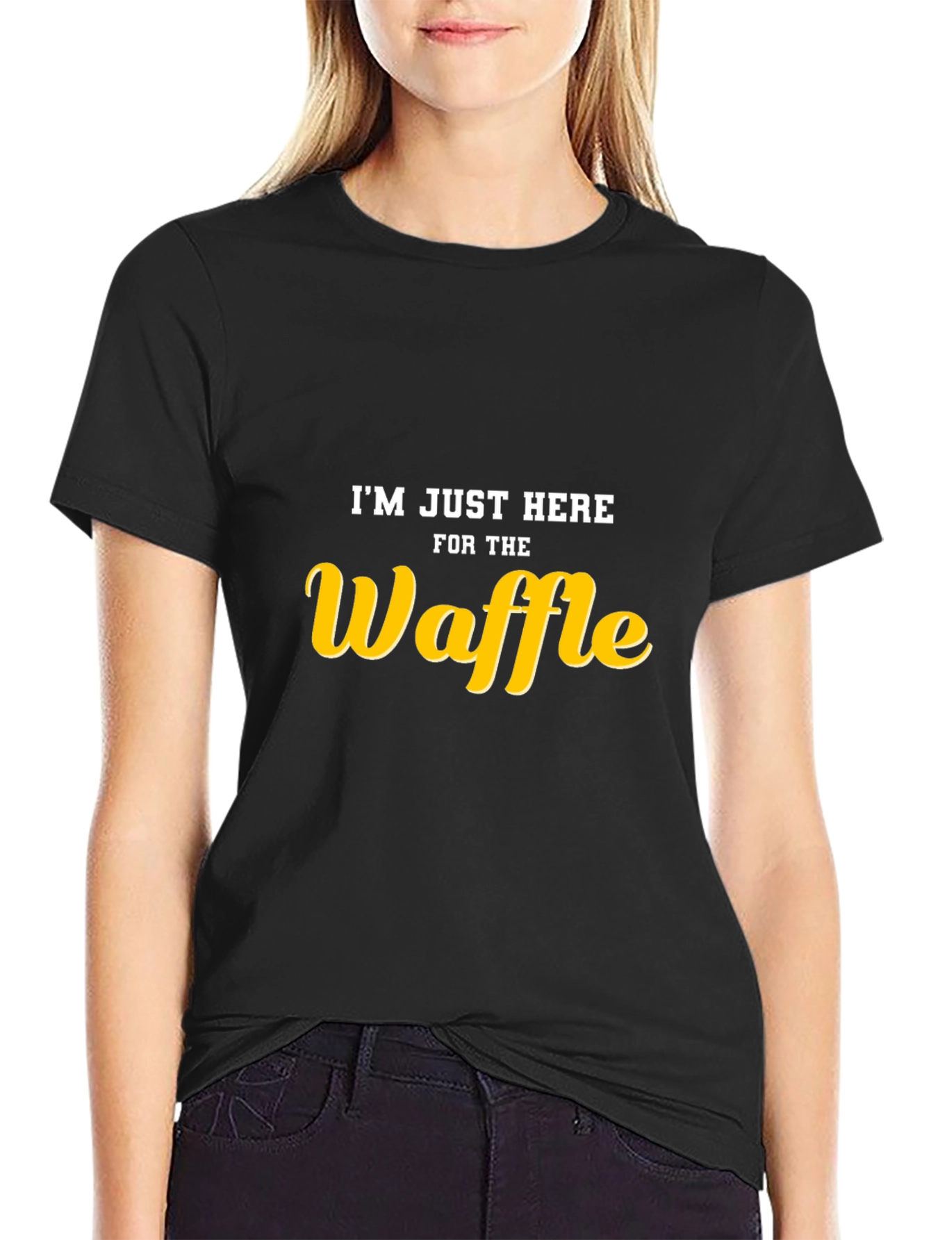 Im Just Here For The Waffle Black T-Shirt