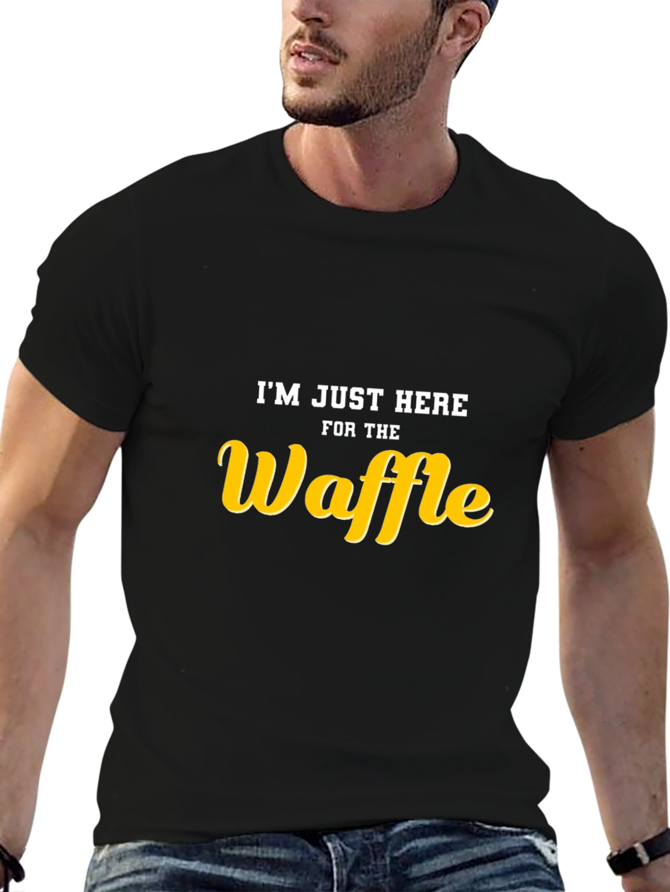 Im Just Here For The Waffle Black T-Shirt