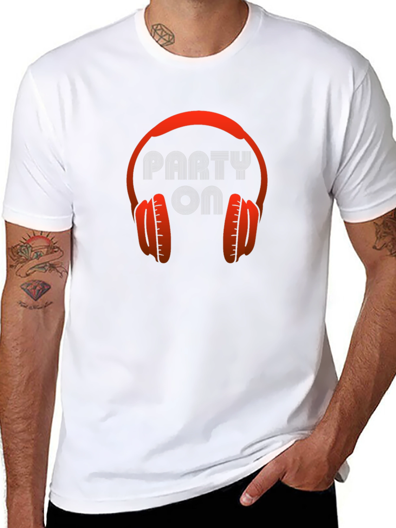 Party On Headphones Graphic Tee - Stylish Black T-Shirt