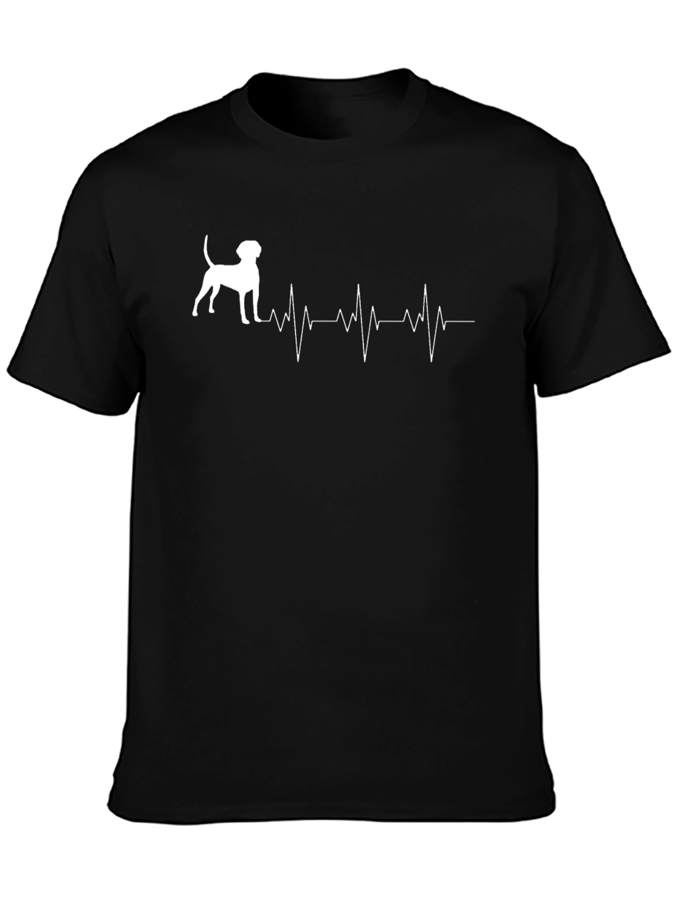 Dog Heartbeat Graphic Tee - Casual Black T-Shirt