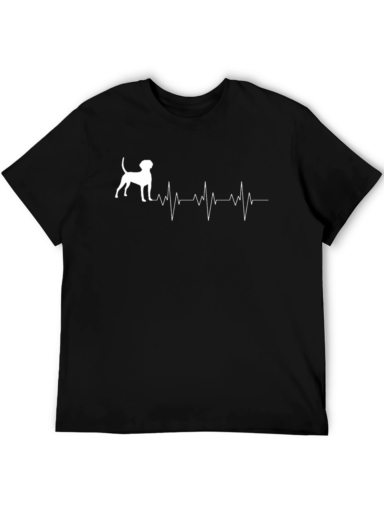 Dog Heartbeat Graphic Tee - Casual Black T-Shirt