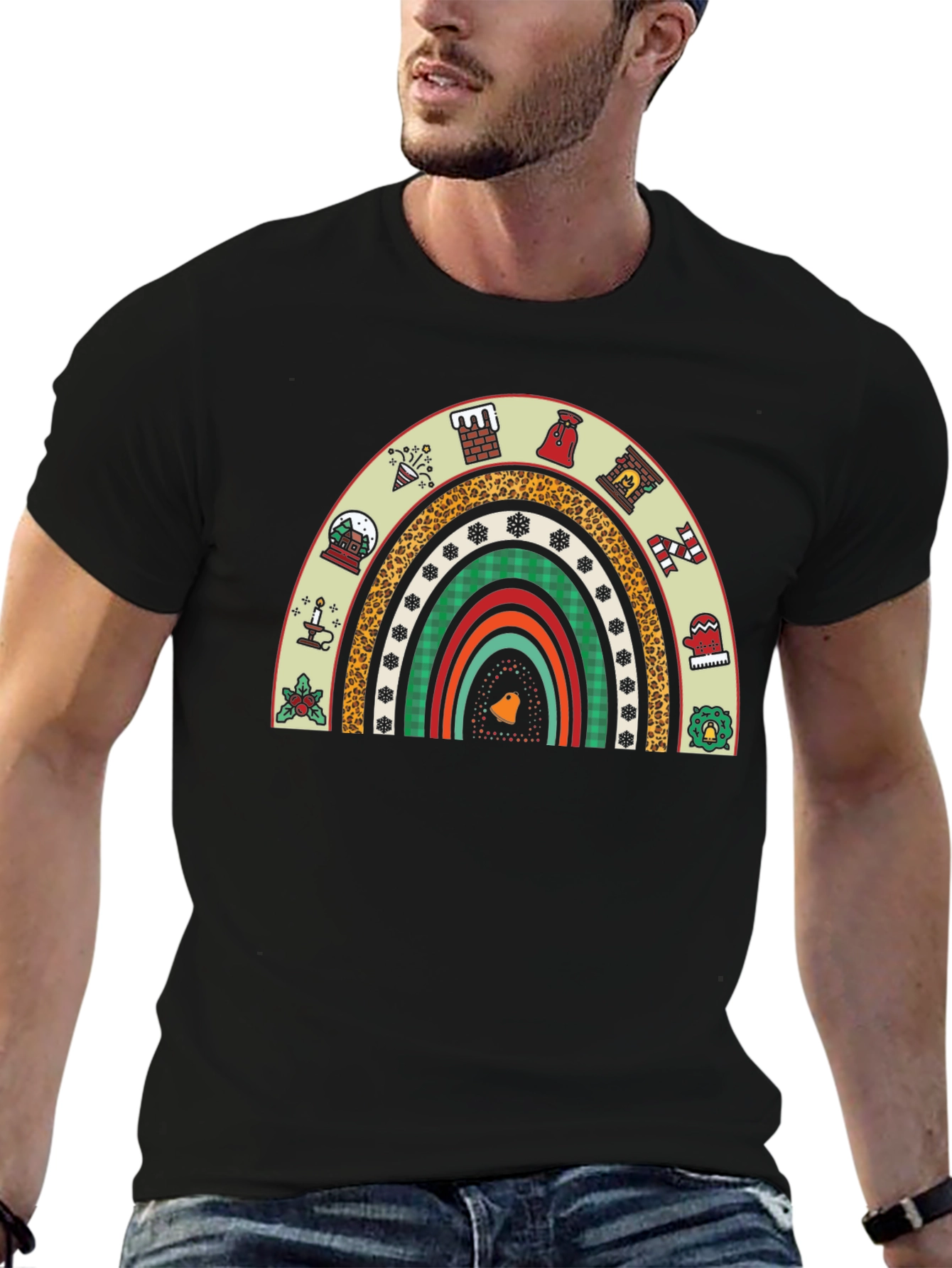 Festive Holiday Rainbow Graphic Tee