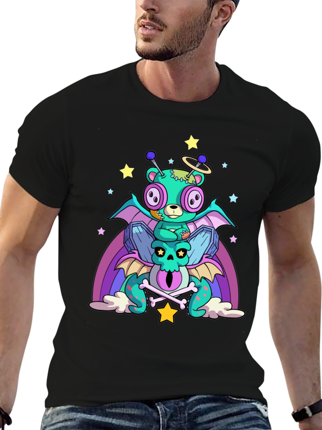 Fun Alien Bear & Dragon Graphic Tee