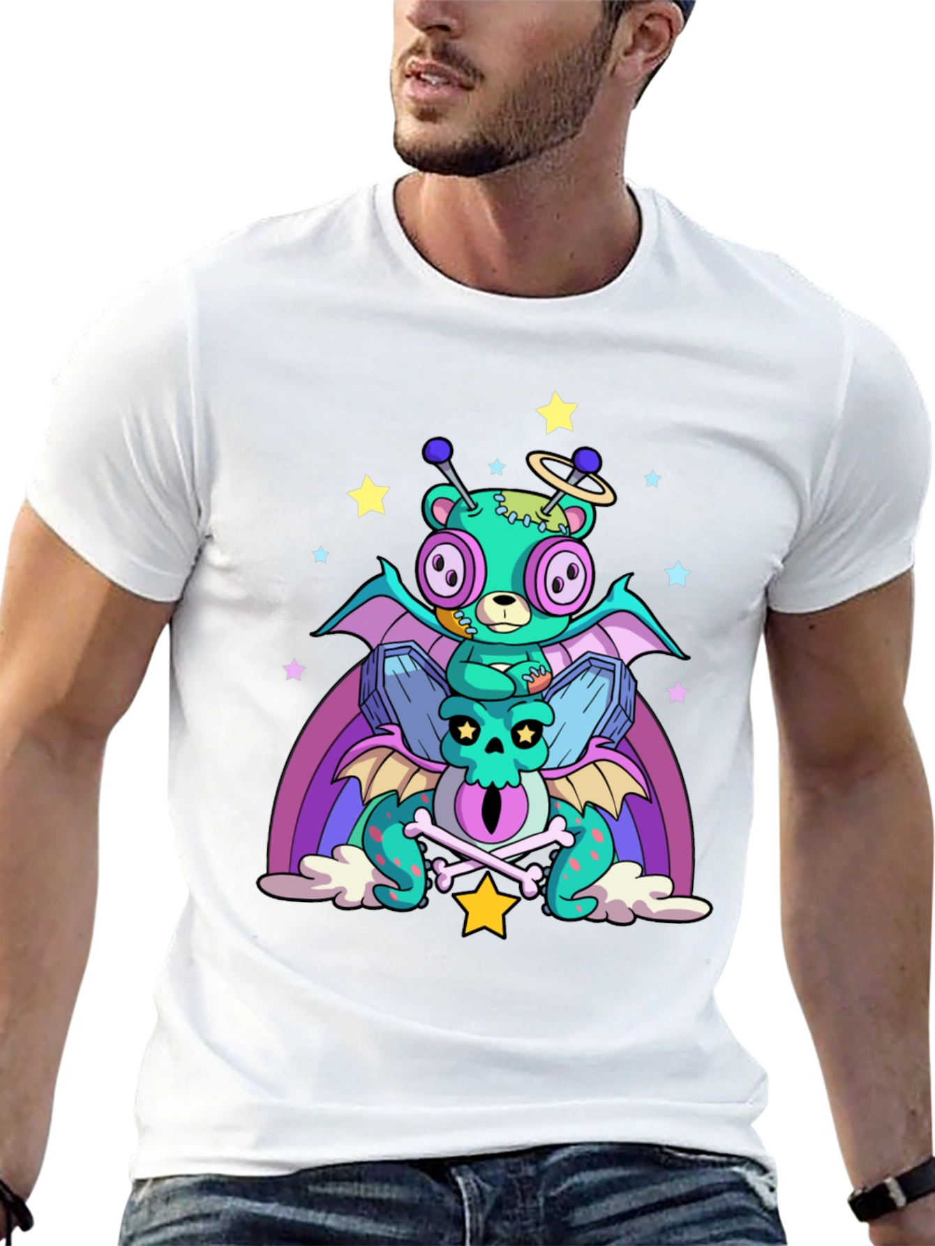 Fun Alien Bear & Dragon Graphic Tee