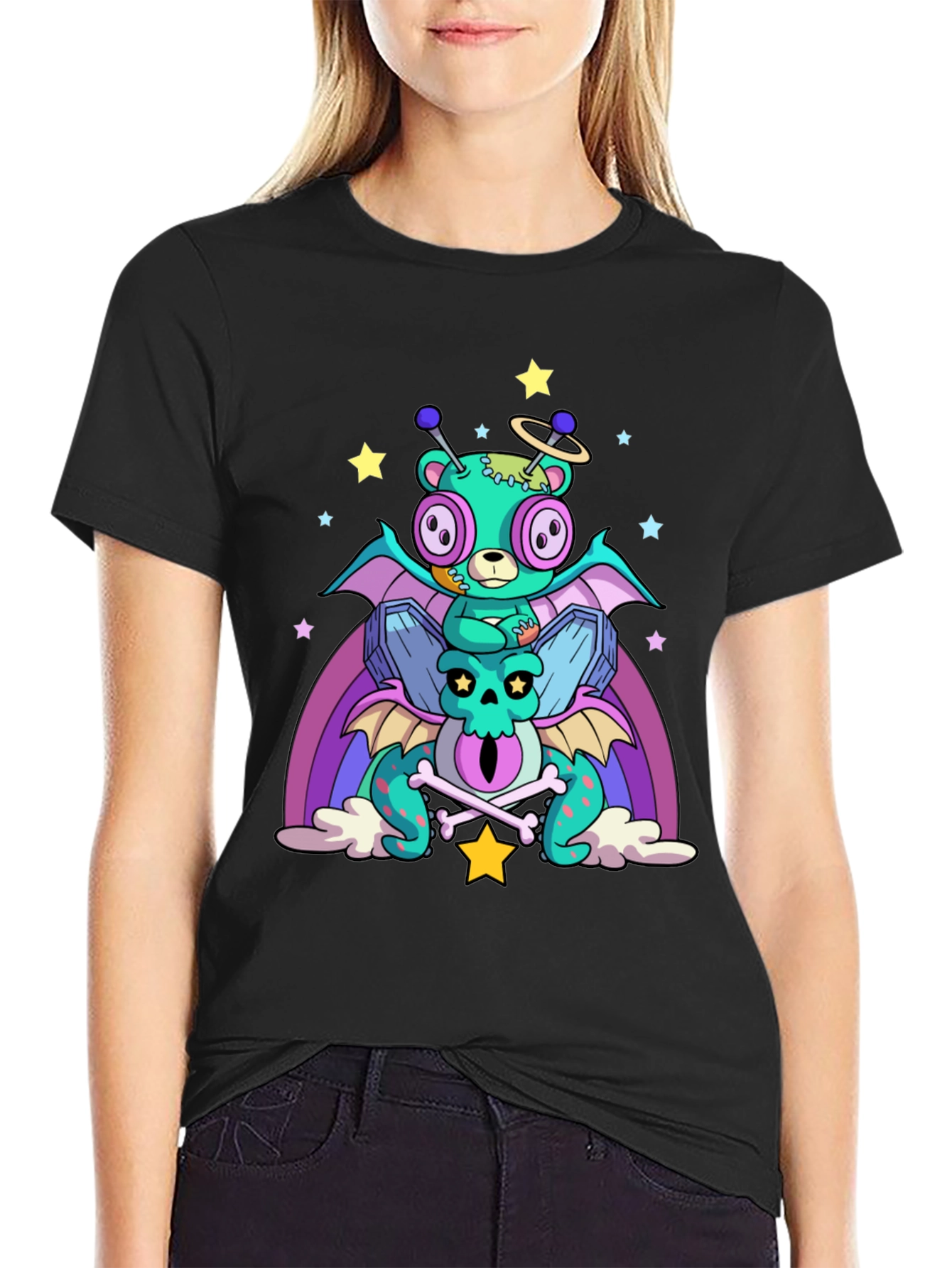 Fun Alien Bear & Dragon Graphic Tee