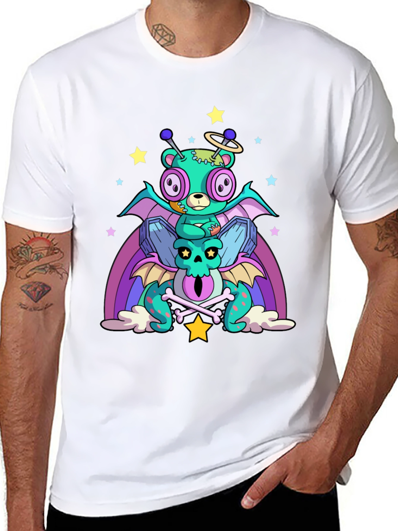 Fun Alien Bear & Dragon Graphic Tee