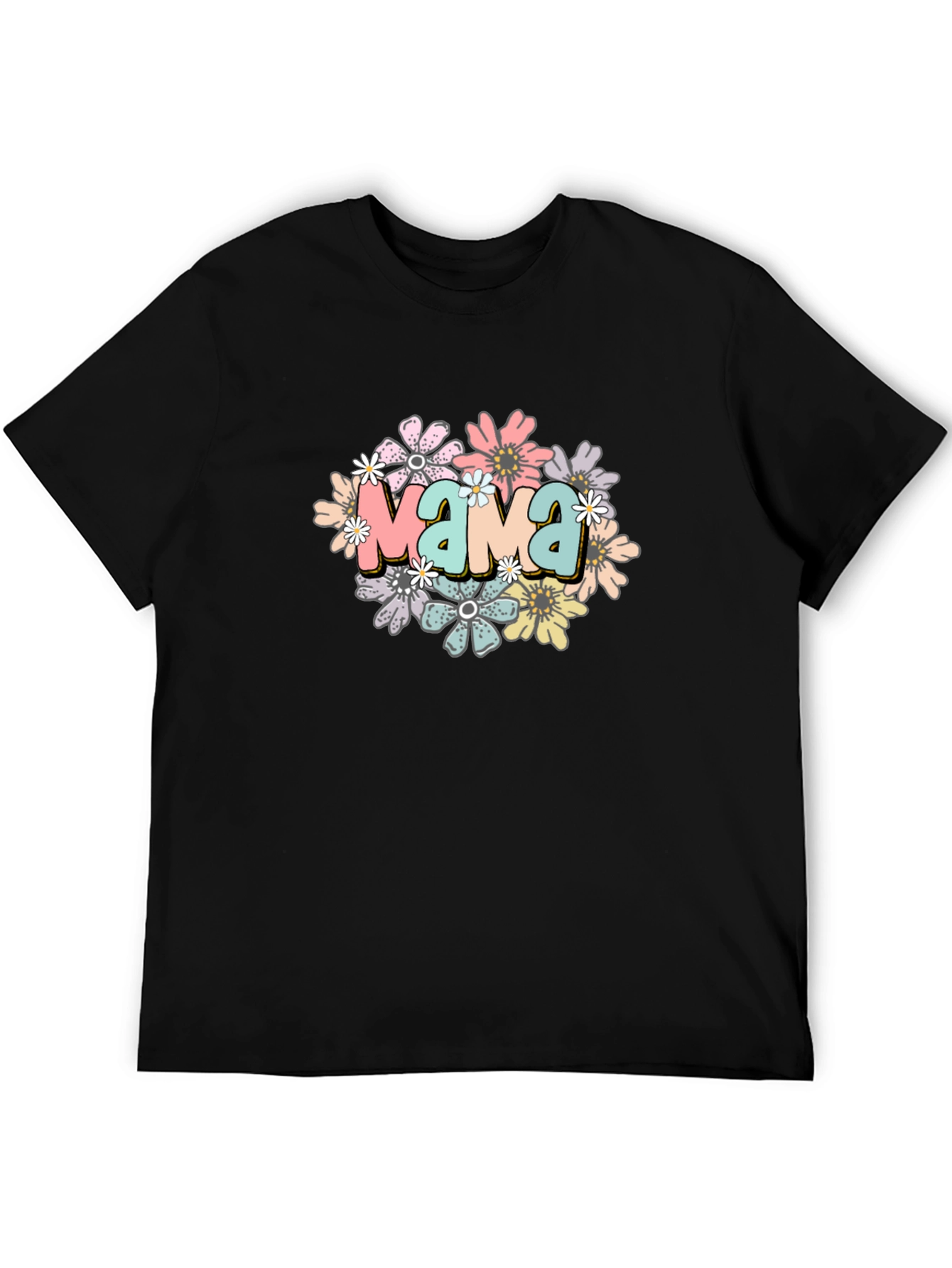 Mama Floral Graphic Black T-Shirt