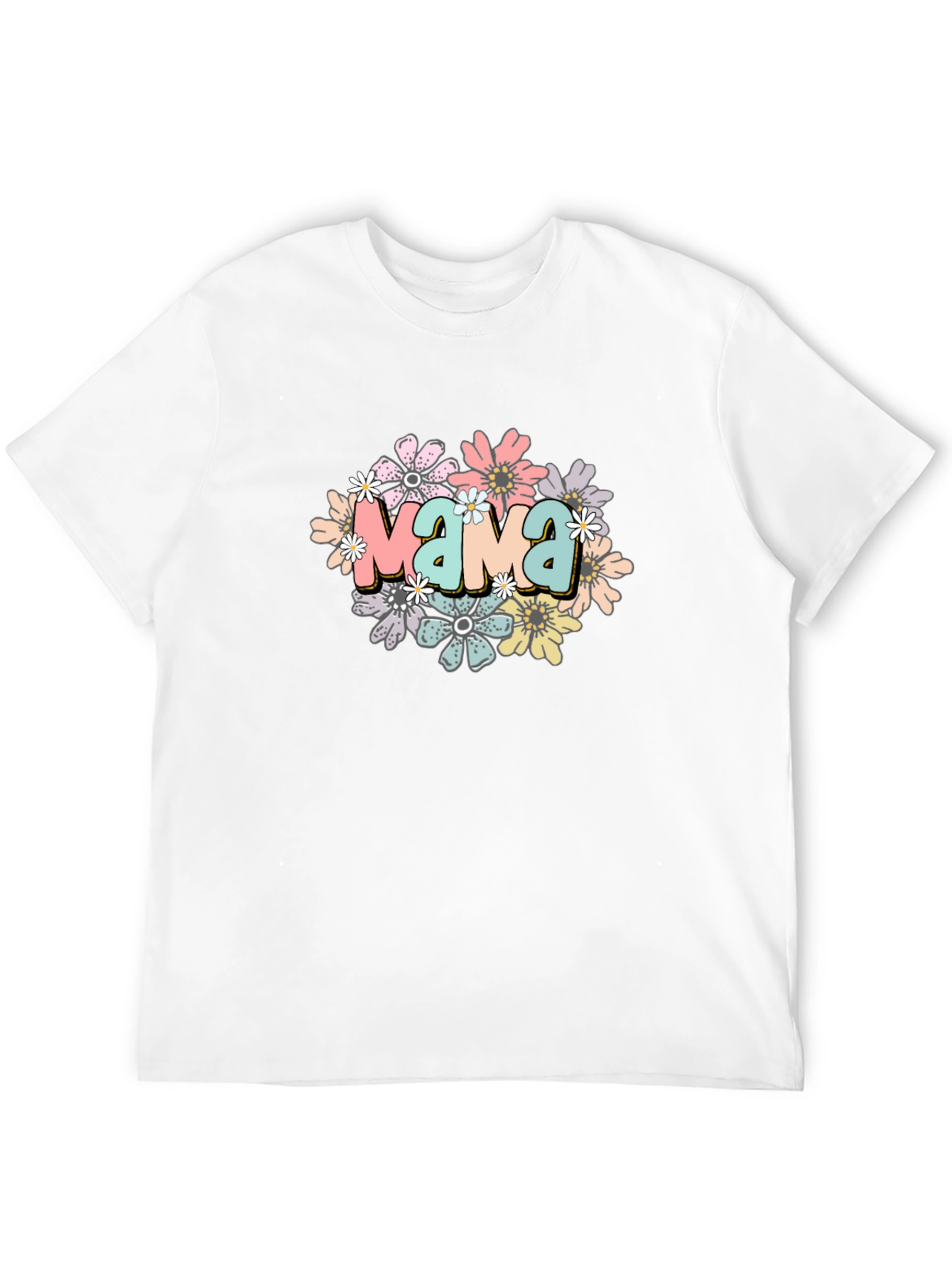 Mama Floral Graphic Black T-Shirt