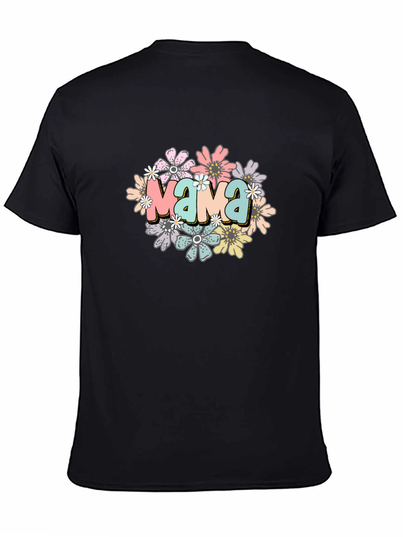 Mama Floral Graphic Black T-Shirt