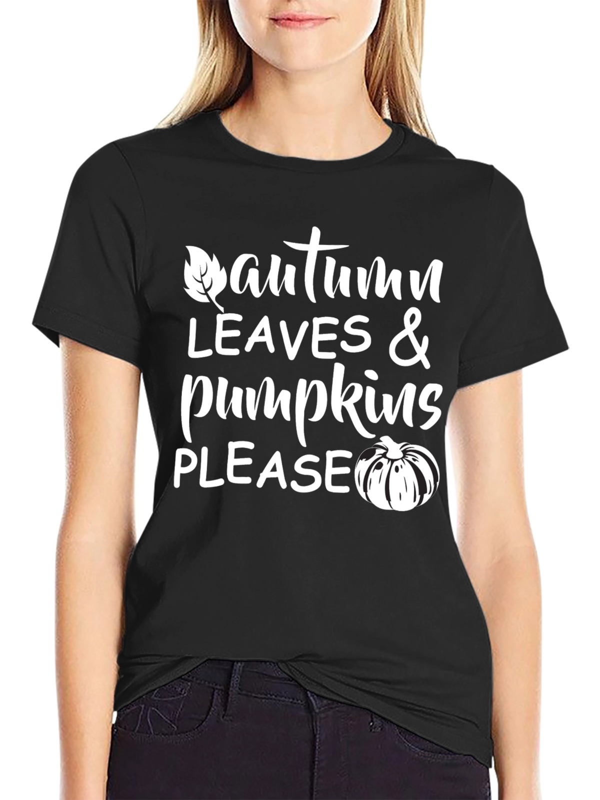 Autumn Leaves & Pumpkins Please T-Shirt