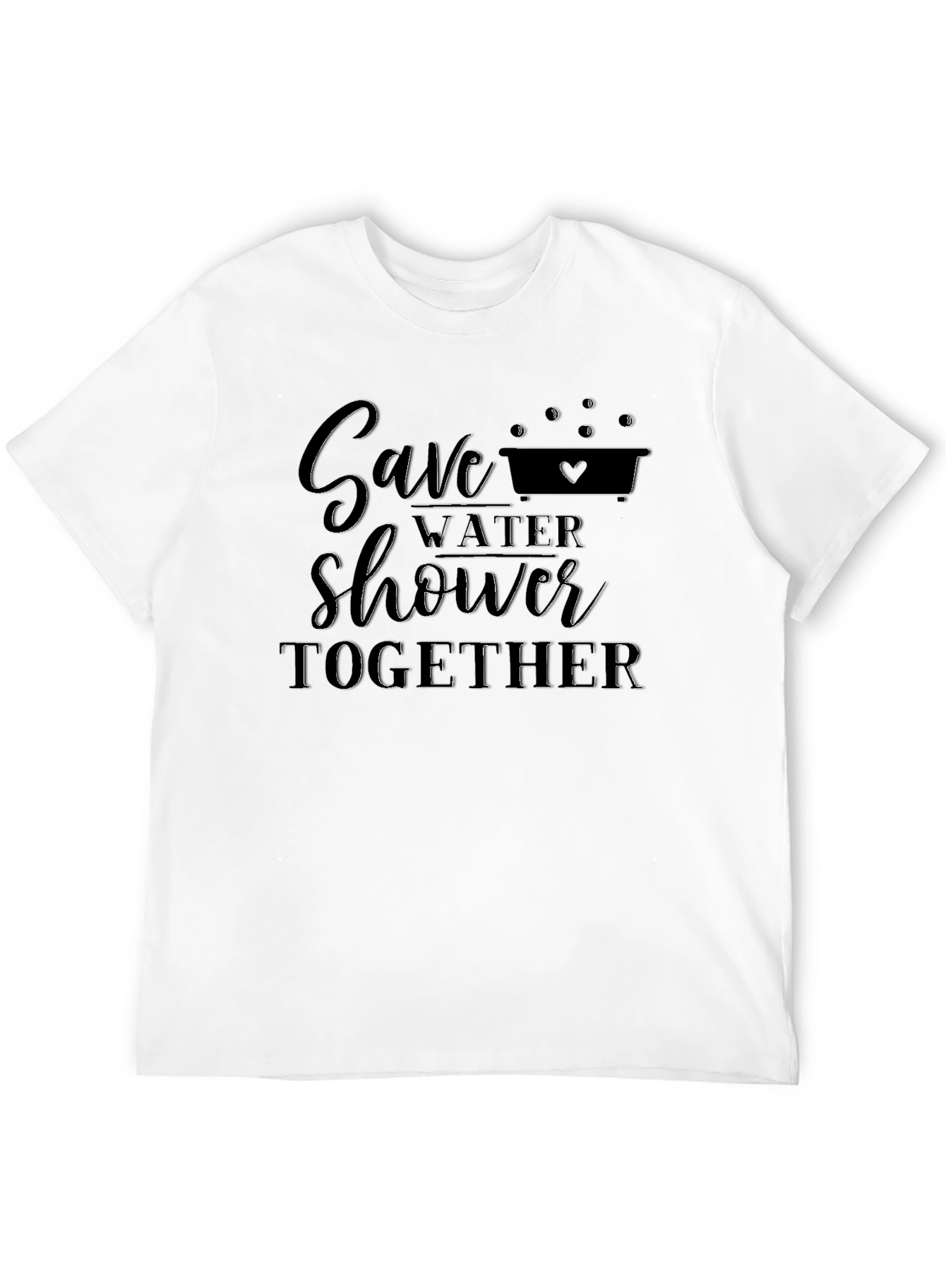 Save Water Shower Together Black Graphic Tee