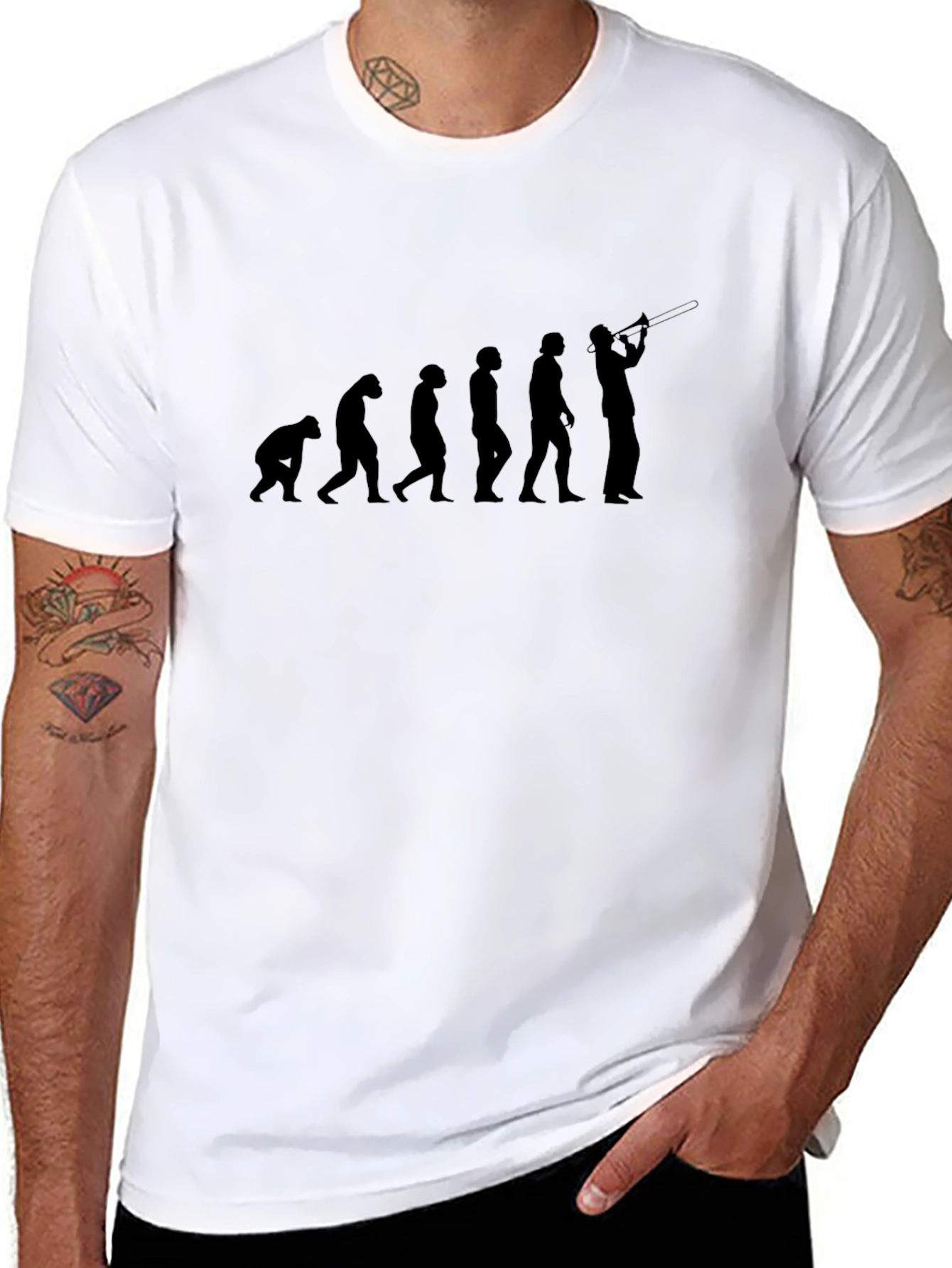 Evolution of Trombone Player Black T-Shirt
