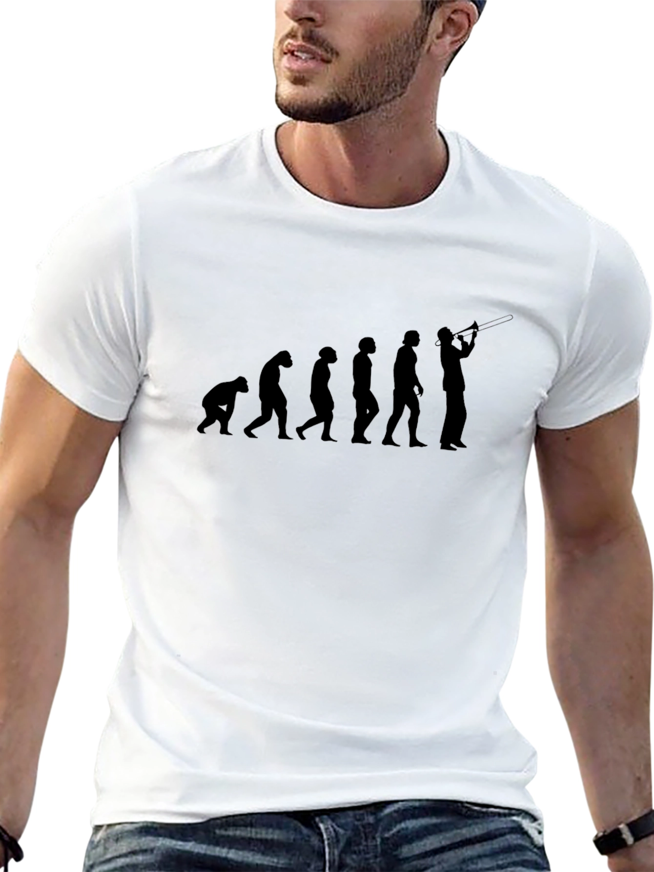 Evolution of Trombone Player Black T-Shirt