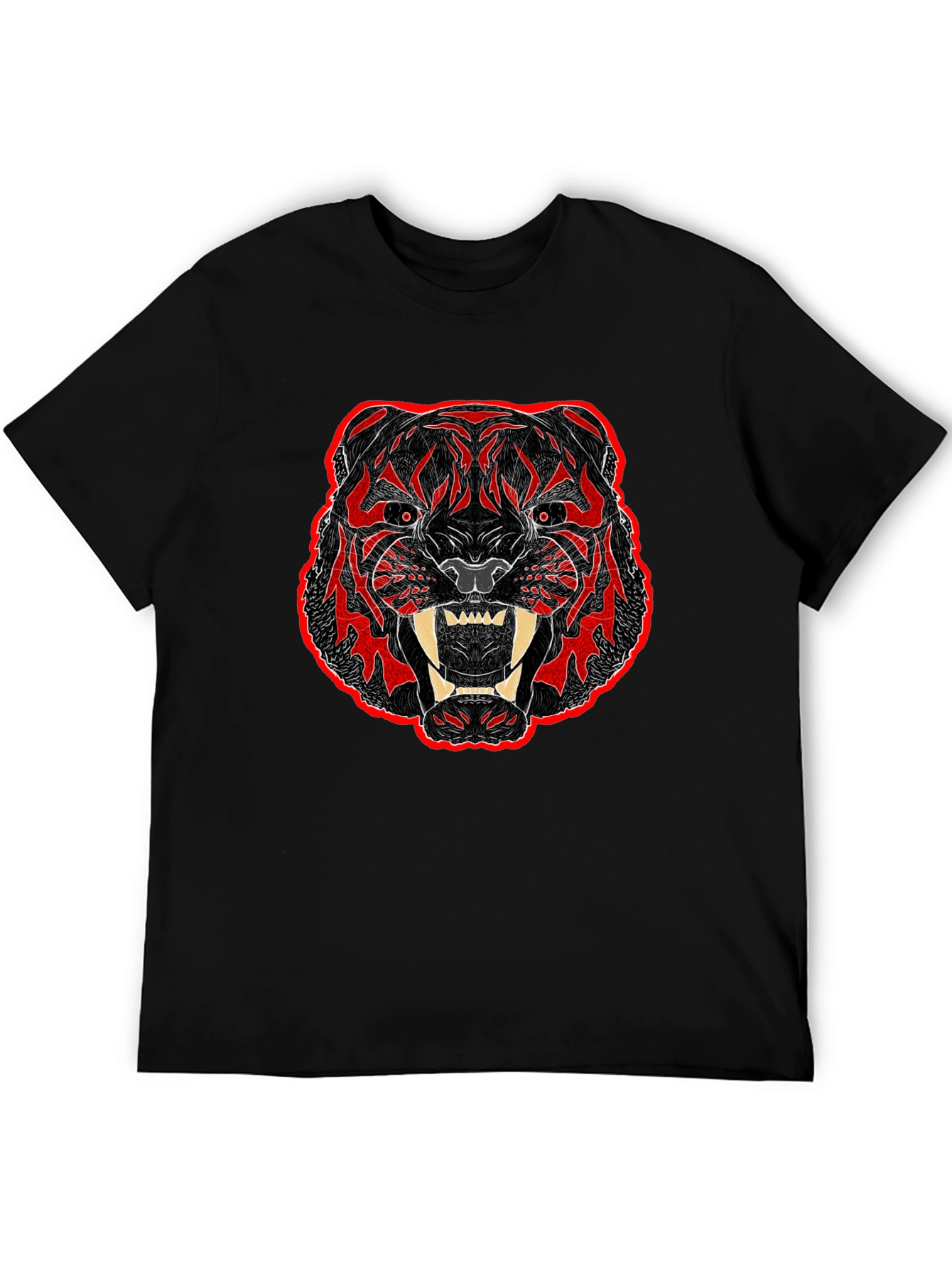 Black T-Shirt with Bold Tiger Graphic