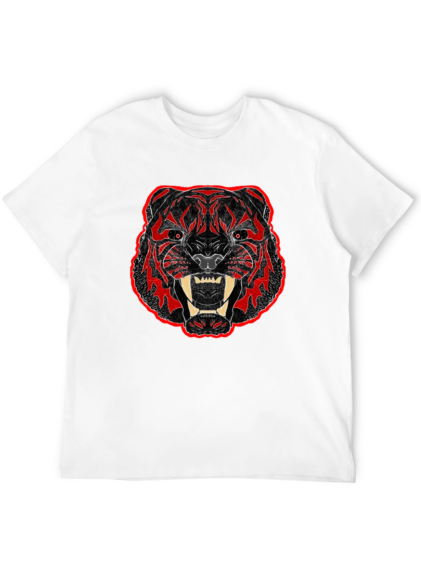 Black T-Shirt with Bold Tiger Graphic