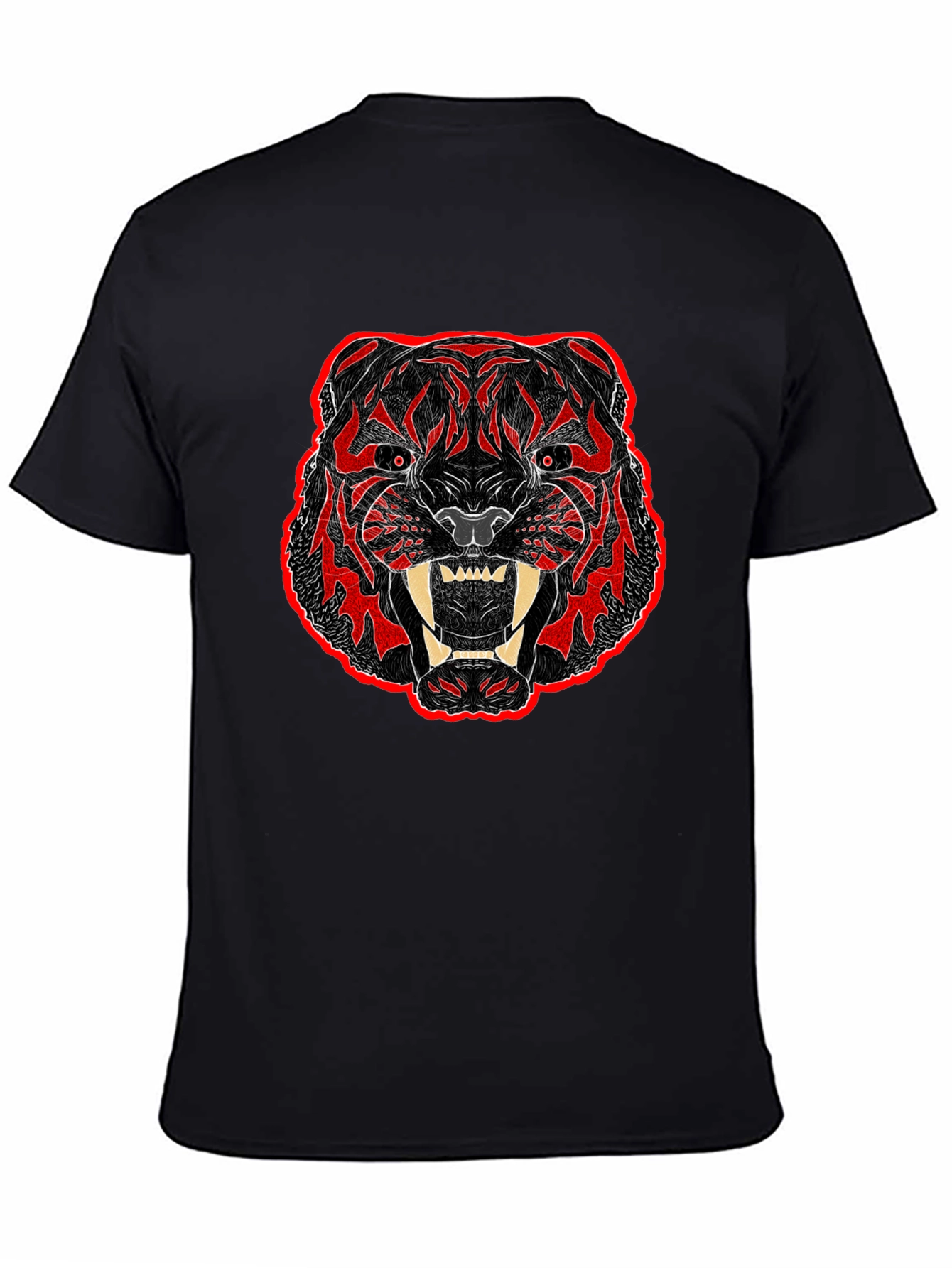 Black T-Shirt with Bold Tiger Graphic