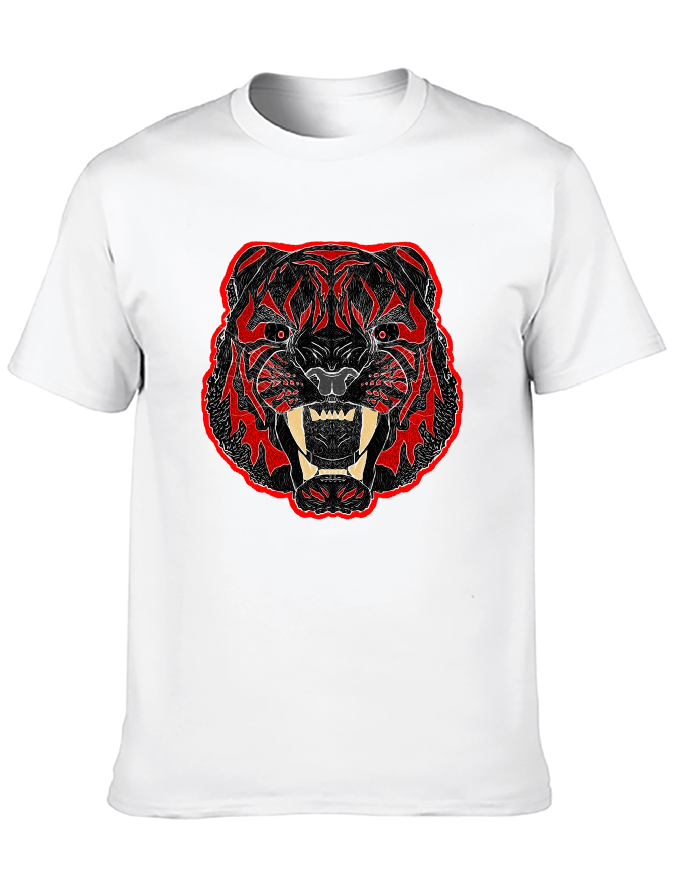 Black T-Shirt with Bold Tiger Graphic