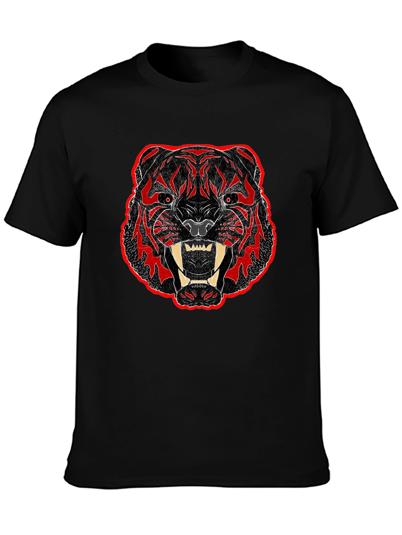 Black T-Shirt with Bold Tiger Graphic