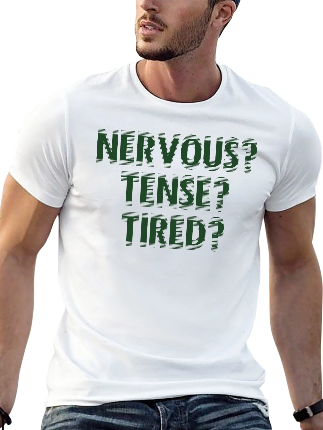Nervous Tense Tired Graphic Tee - Black Cotton Blend