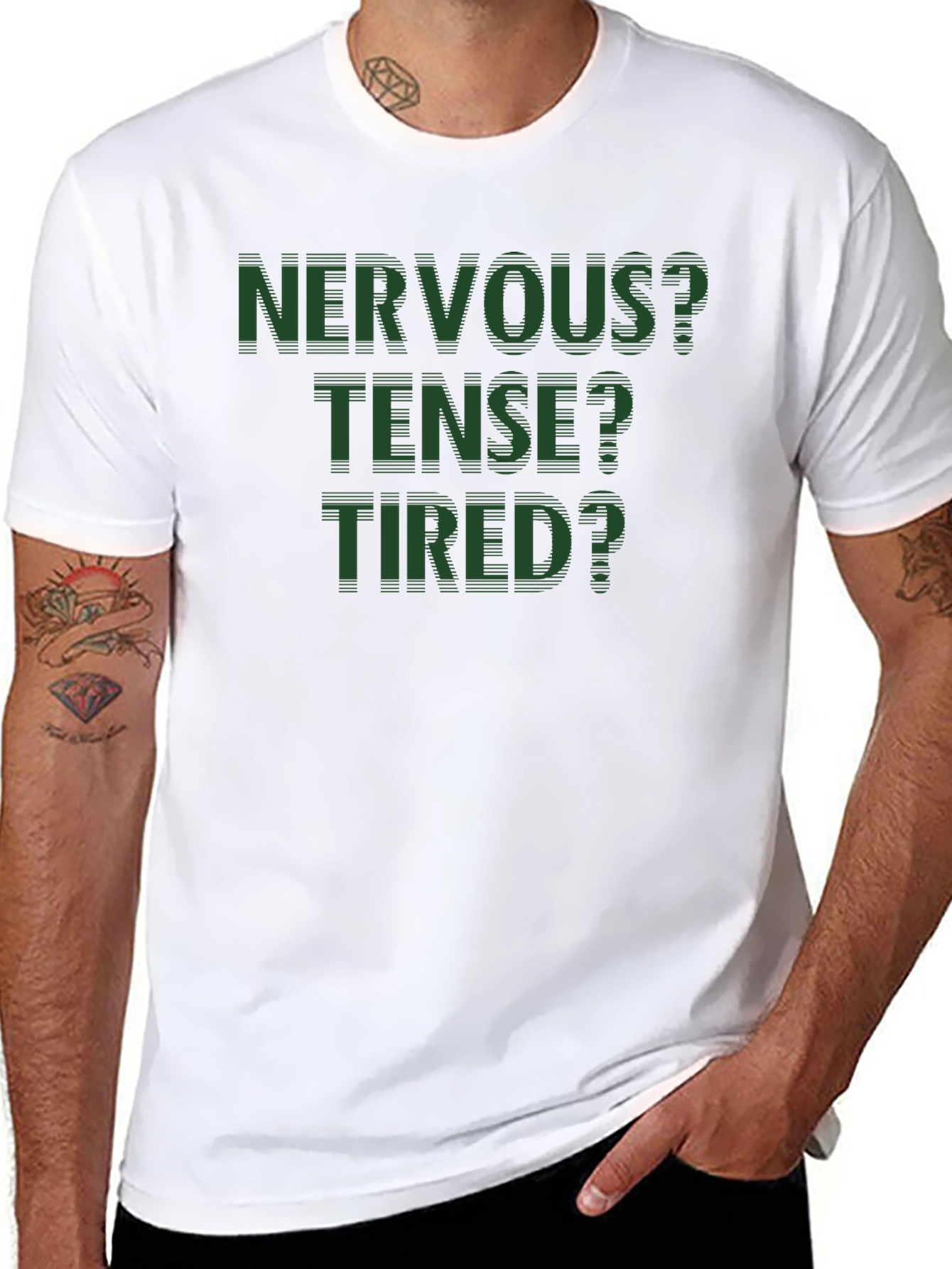 Nervous Tense Tired Graphic Tee - Black Cotton Blend