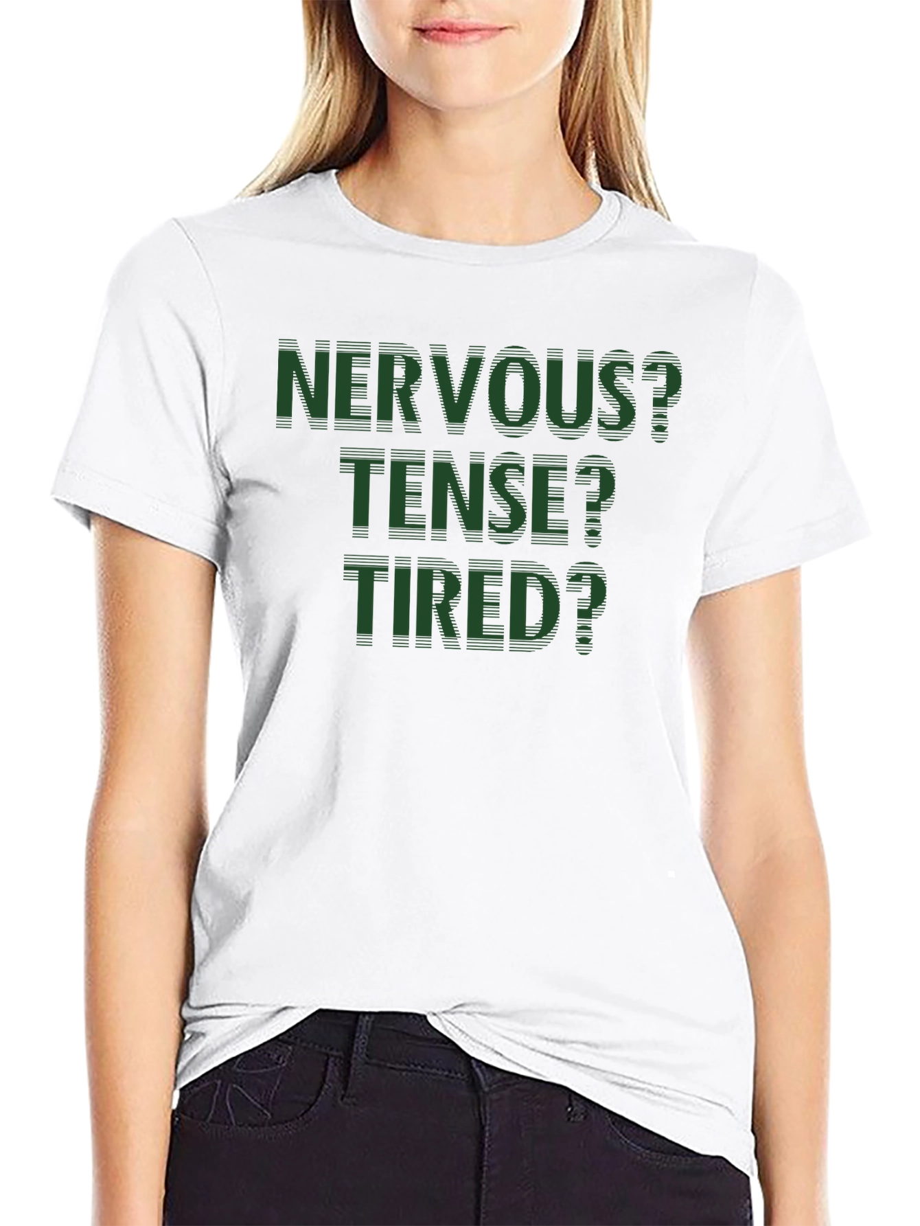 Nervous Tense Tired Graphic Tee - Black Cotton Blend