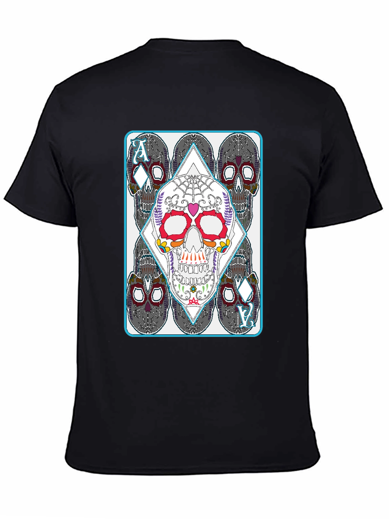 Sugar Skull Ace of Diamonds Graphic T-Shirt