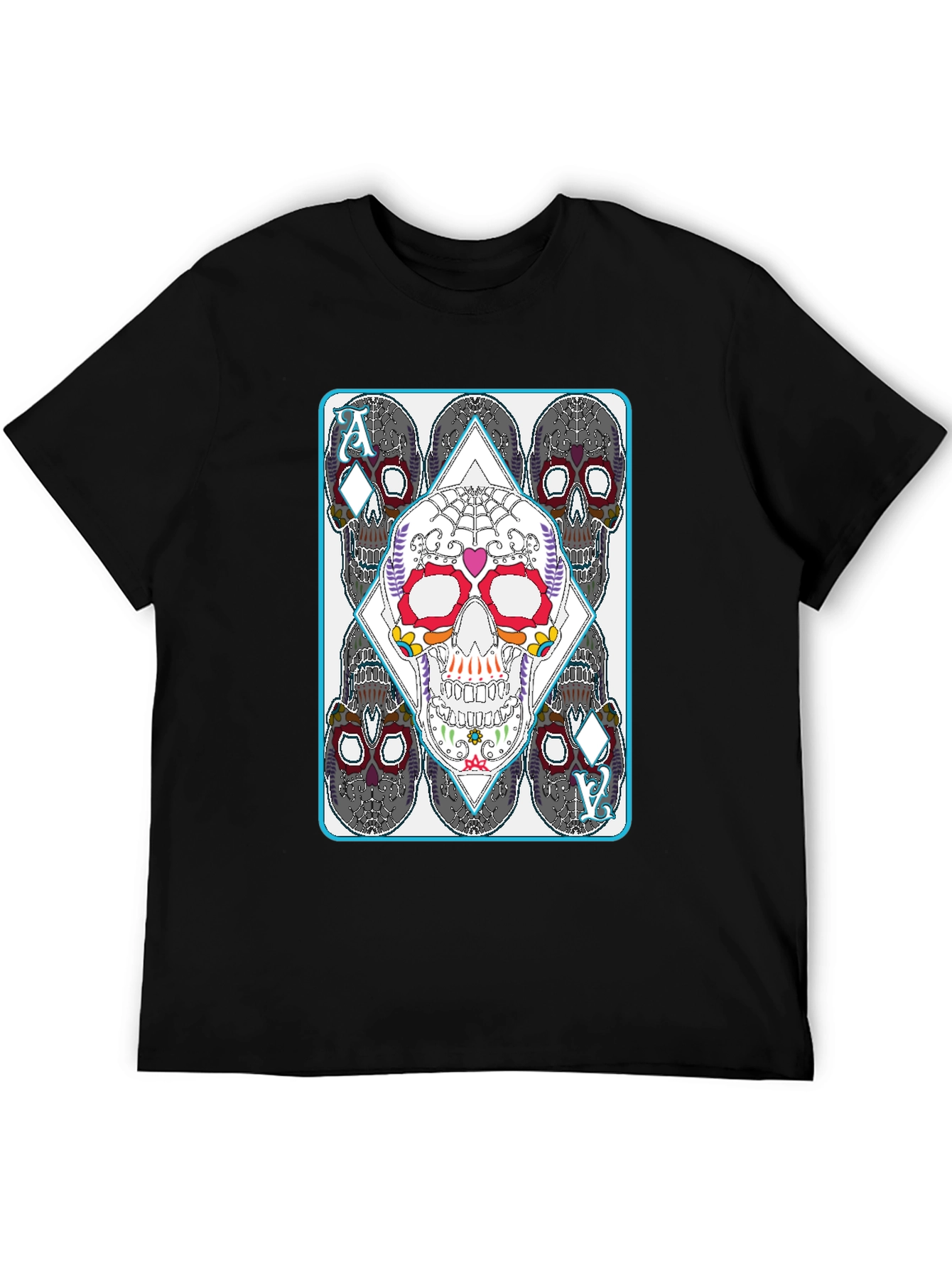 Sugar Skull Ace of Diamonds Graphic T-Shirt