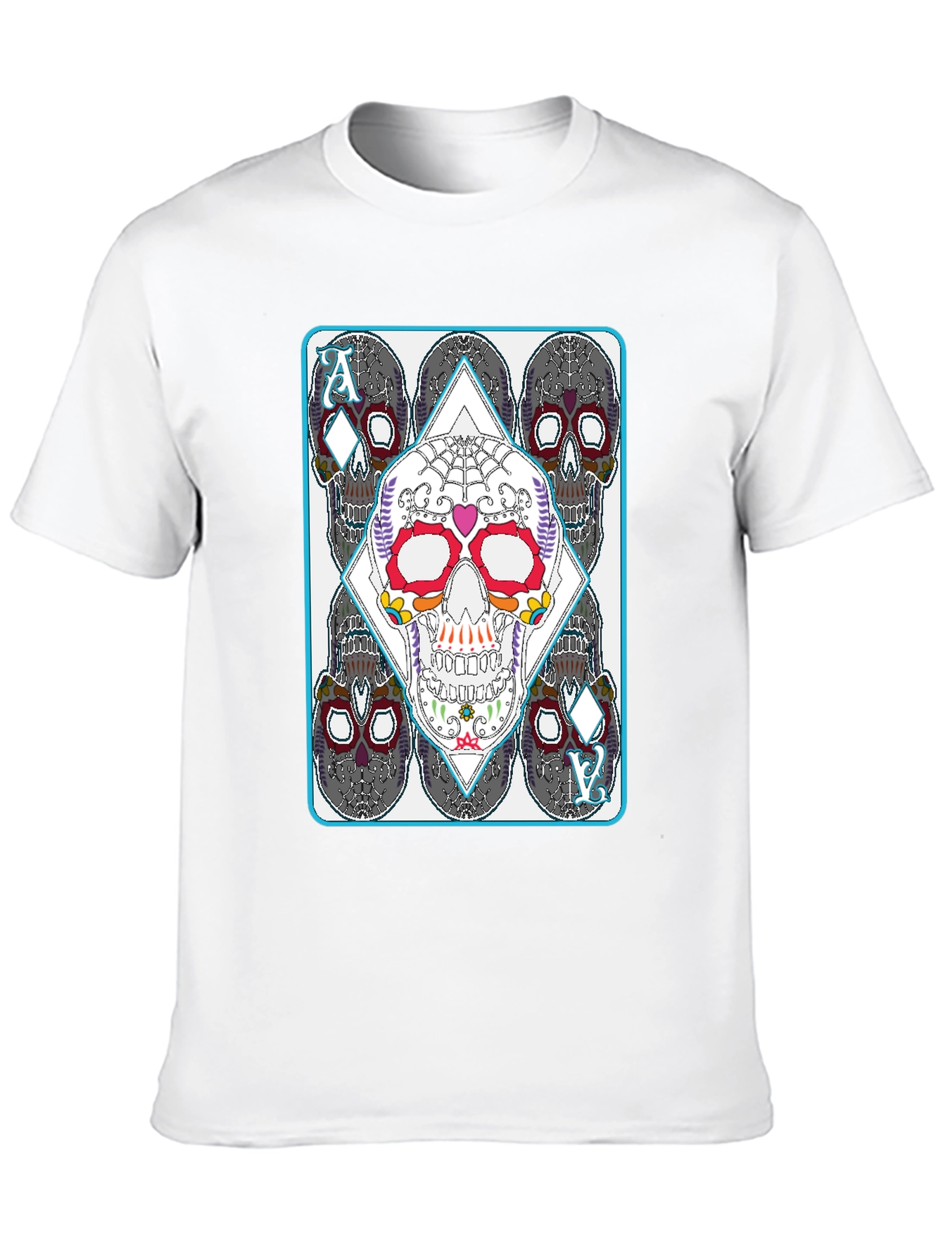 Sugar Skull Ace of Diamonds Graphic T-Shirt