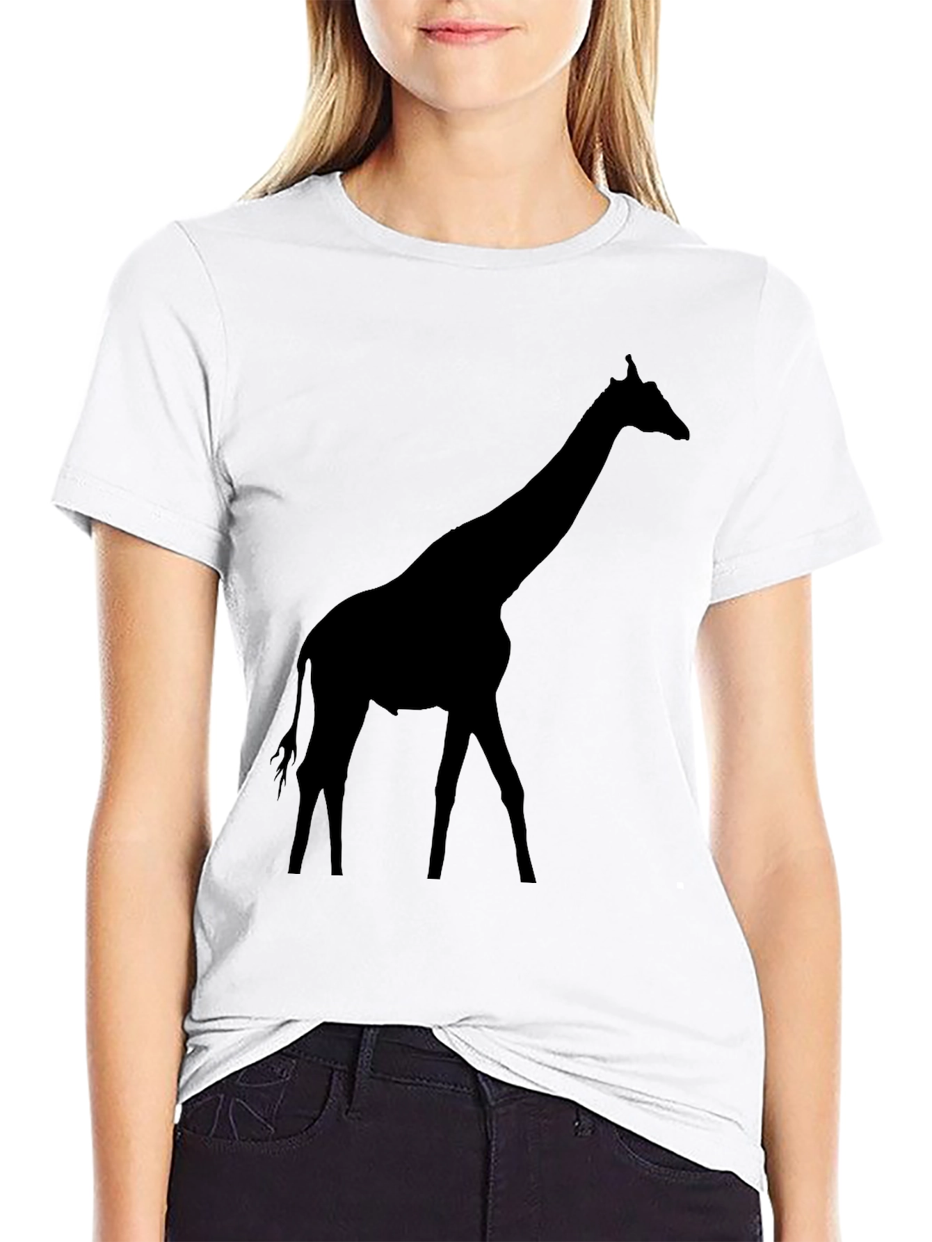 Giraffe Silhouette T-Shirt - Black