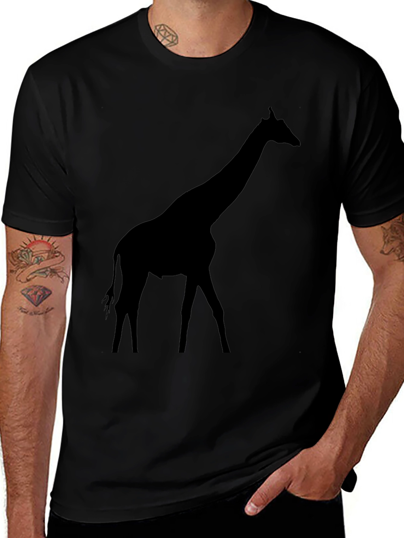 Giraffe Silhouette T-Shirt - Black