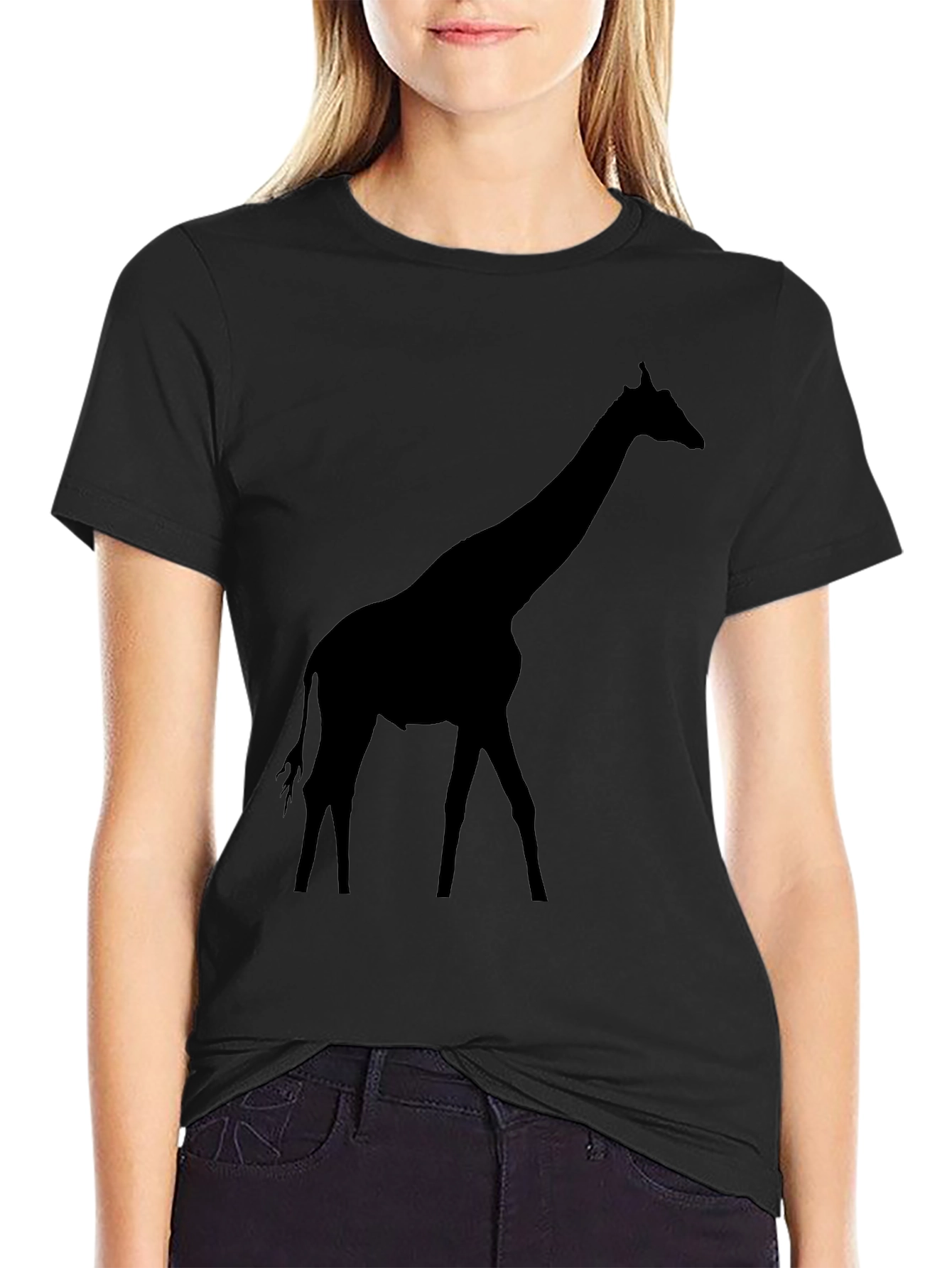 Giraffe Silhouette T-Shirt - Black