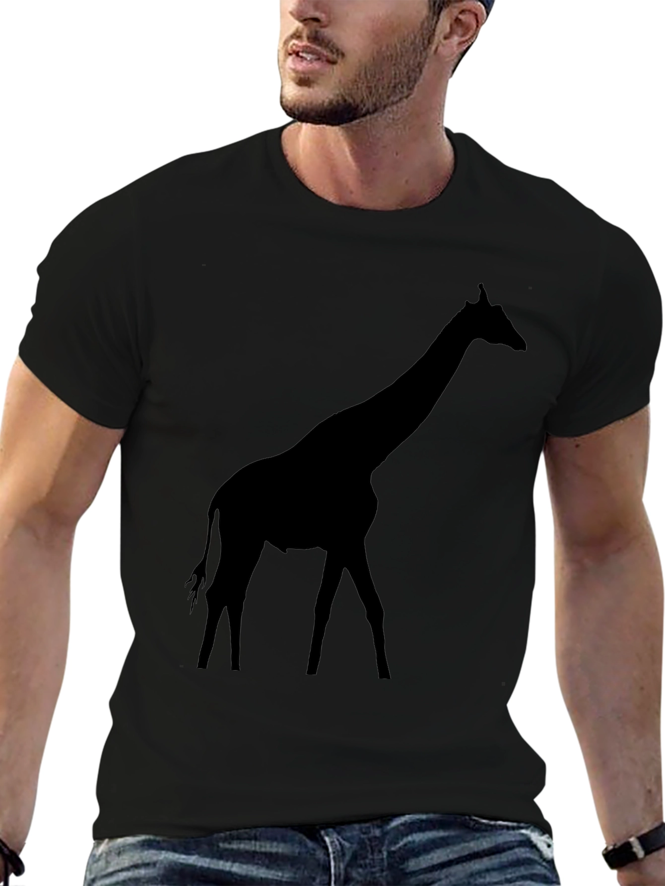 Giraffe Silhouette T-Shirt - Black