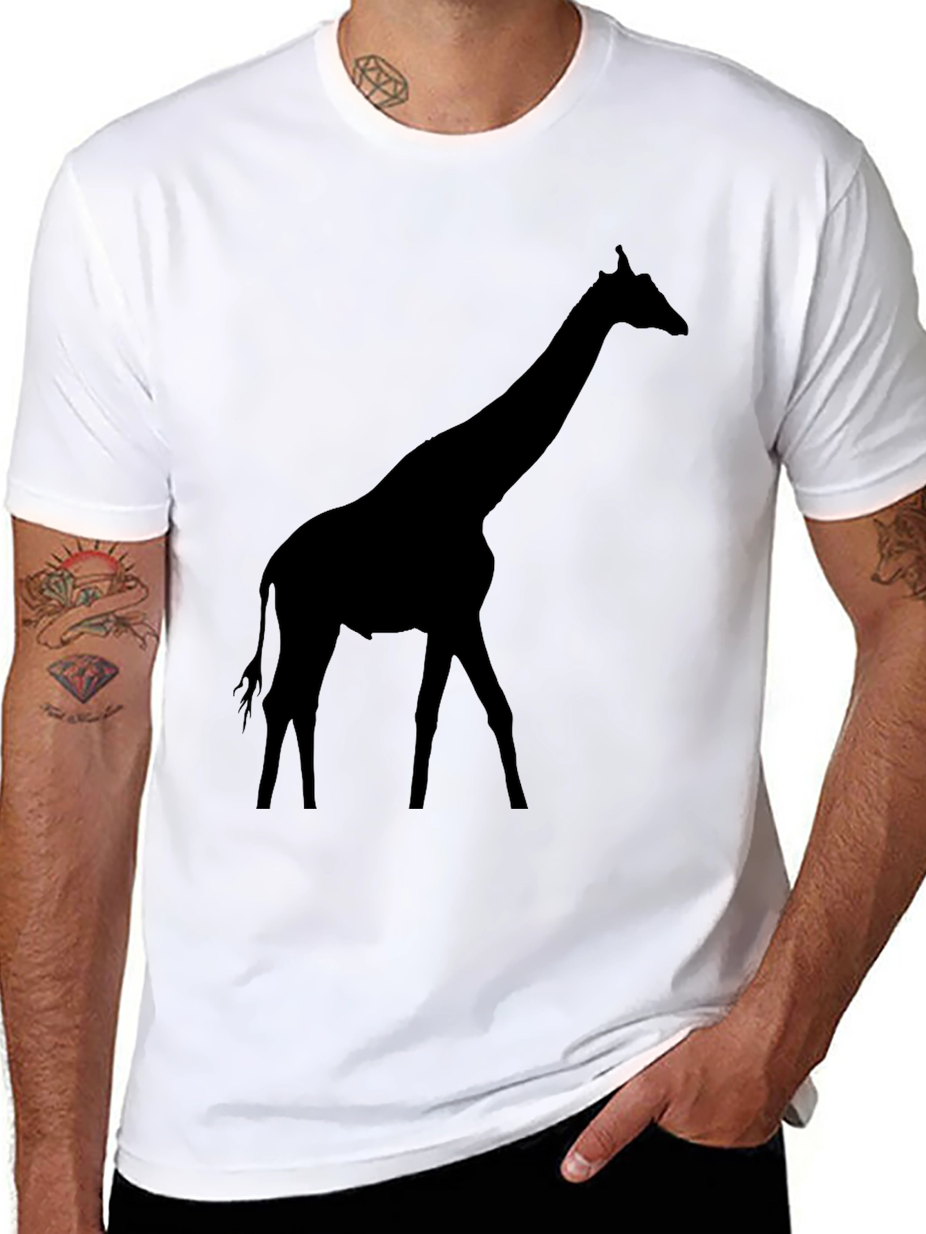 Giraffe Silhouette T-Shirt - Black